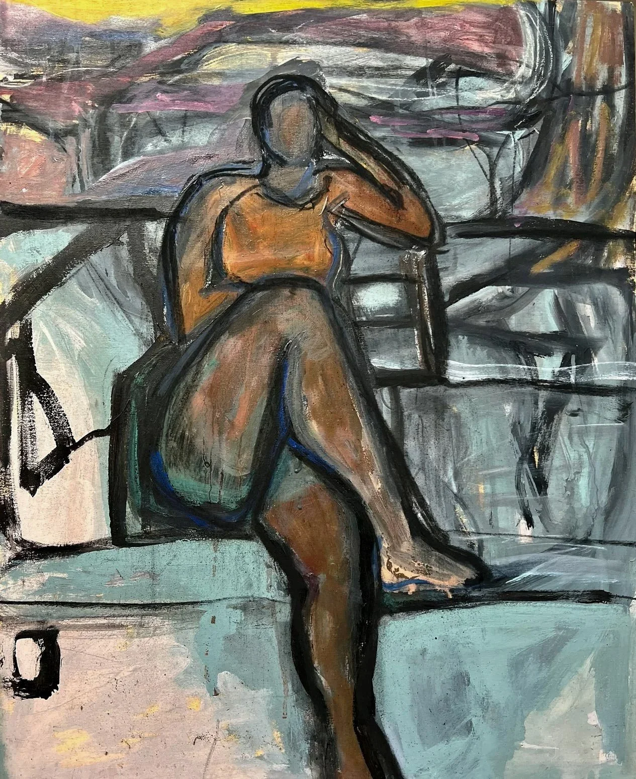 Karen Kosoglad - Greta in the Moment, acrylic and charcoal on wood panel, 30 x 24 in. $3200