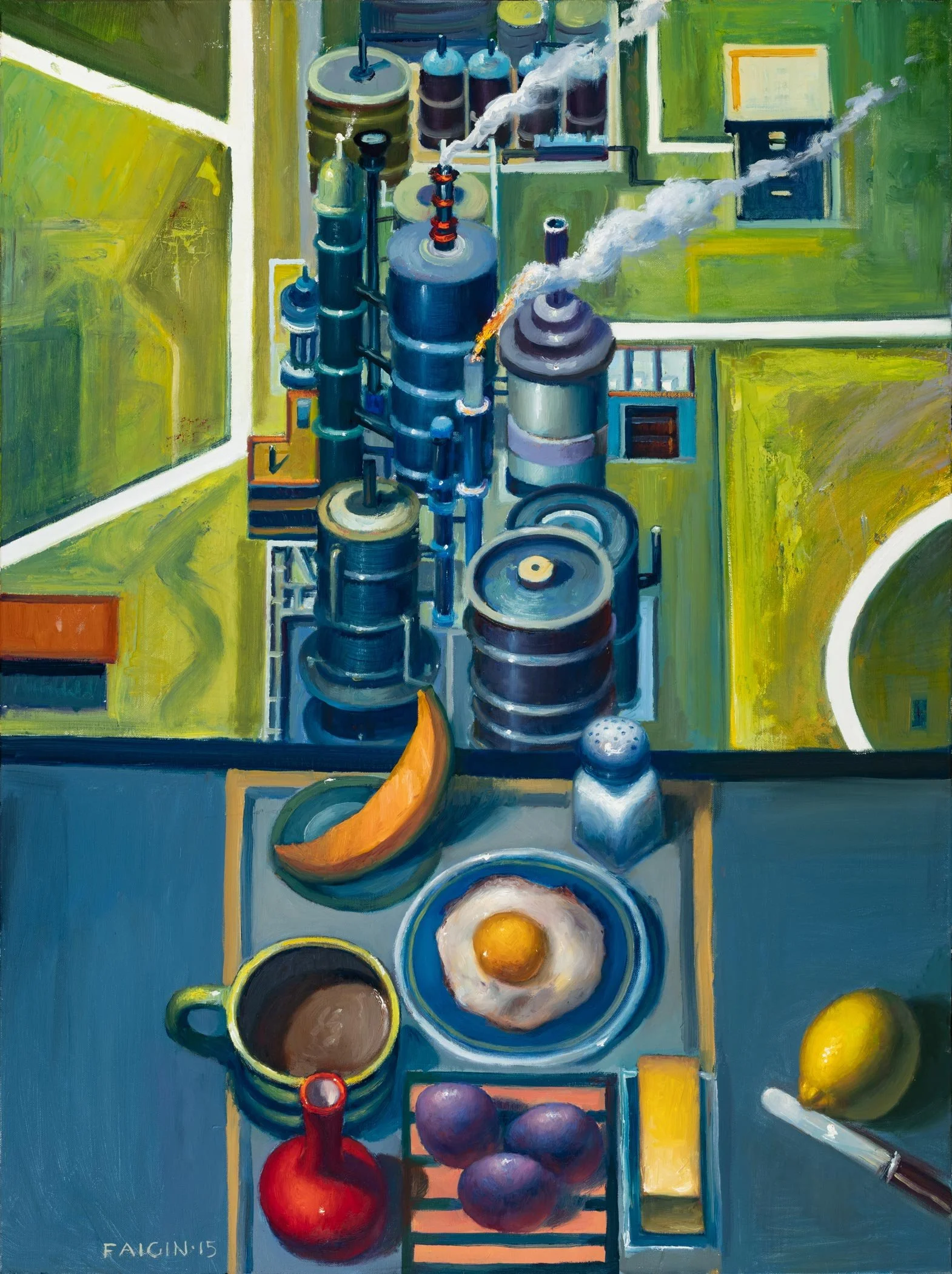 Gary Faigin - Breakfast Complex, 2016, oil on panel, 40 x 30 in. $12000