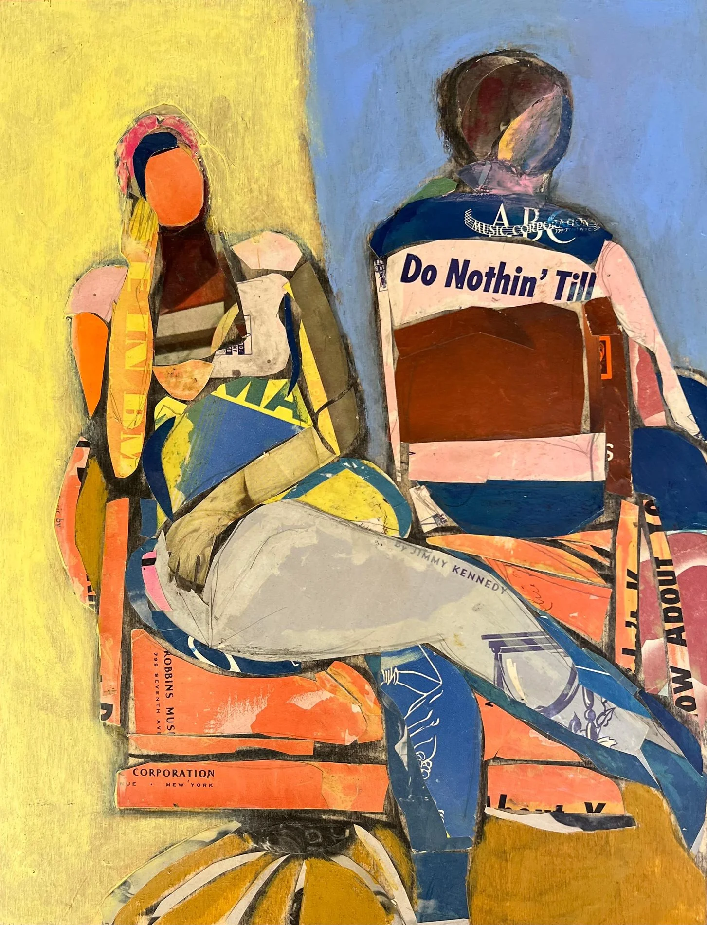 Karen Kosoglad - Do Nothing Till, collage and mixed media on panel, 18 x 14 in. 