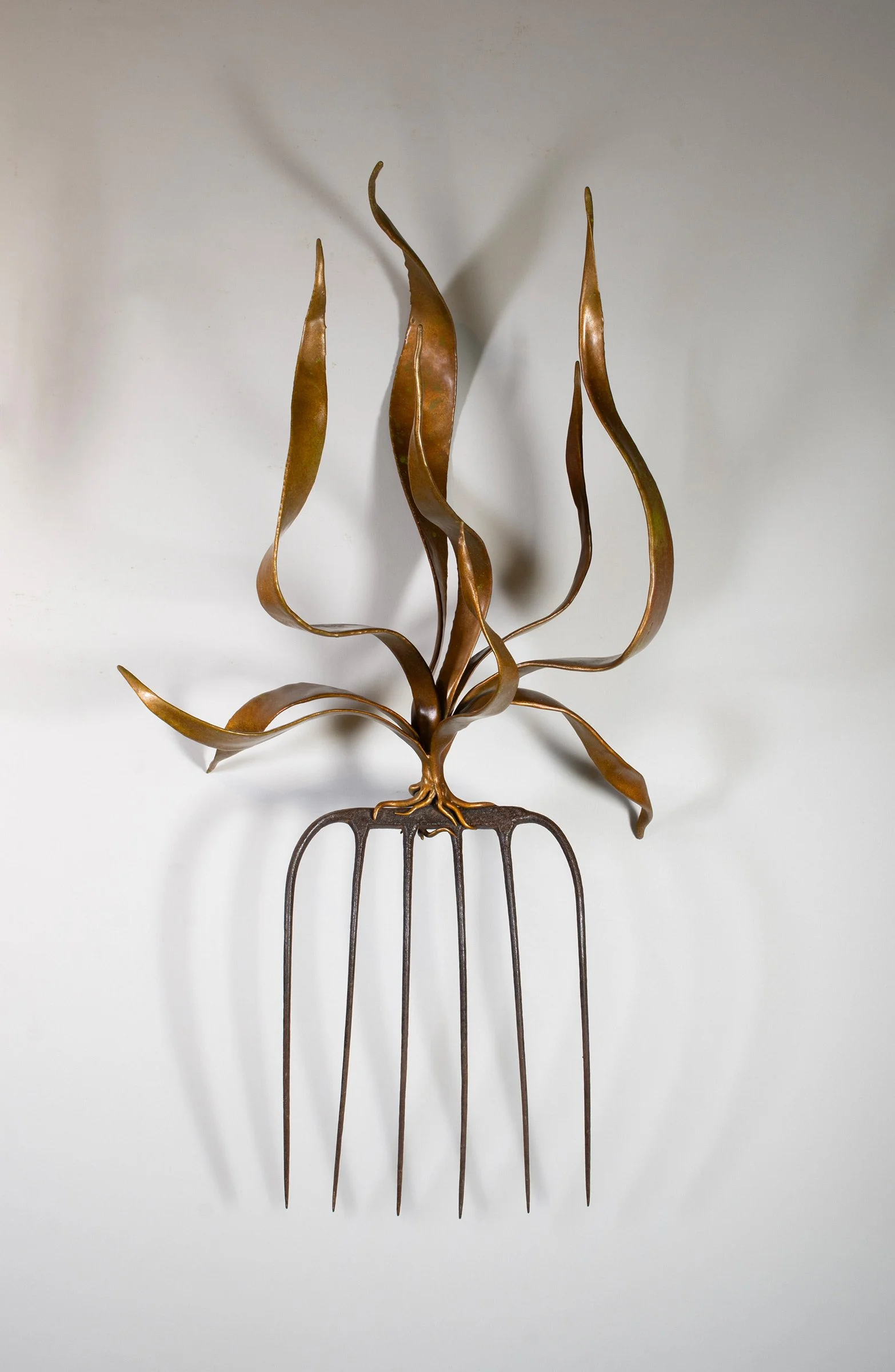 David Eisenhour - 6 Tine, unique bronze and antique hay fork, 32 x 15 x 10.5 in. $7500
