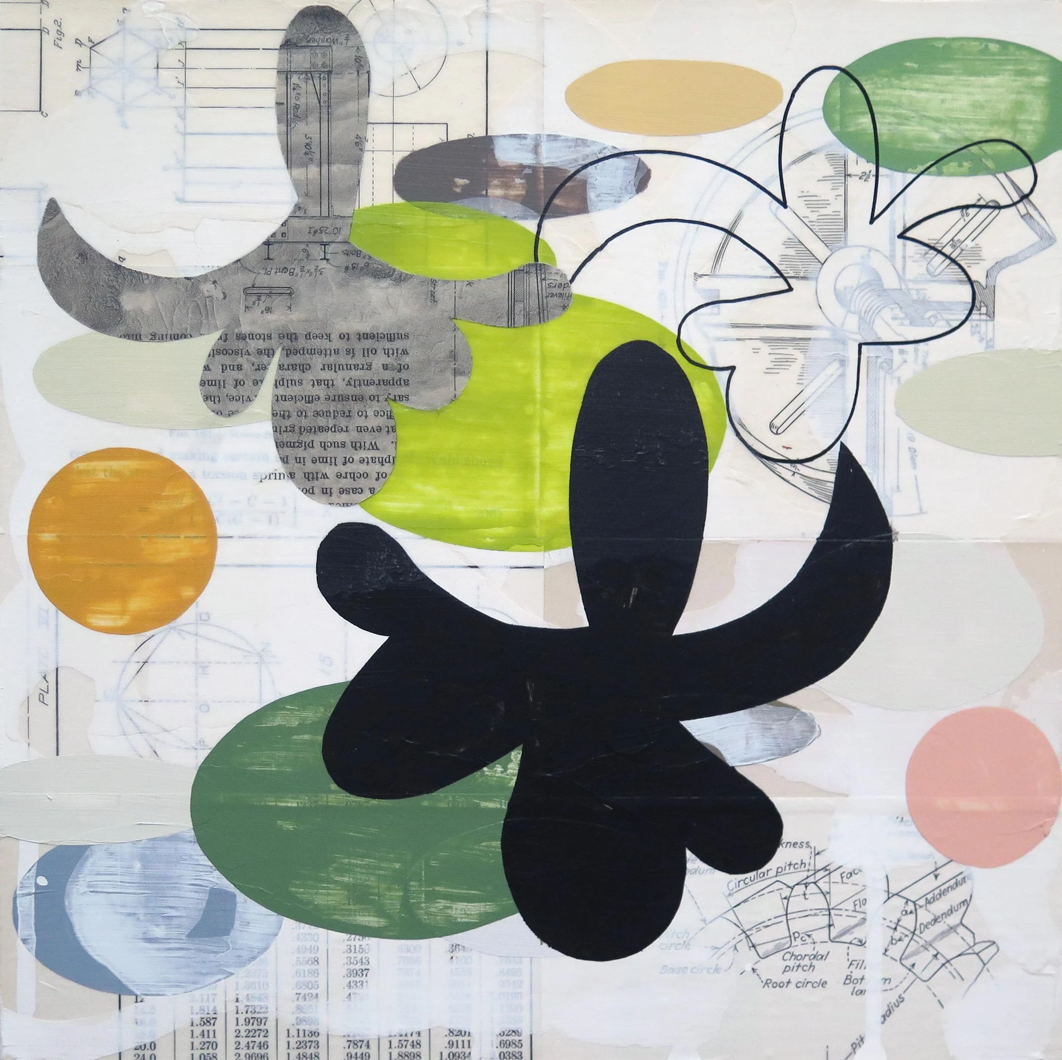 Richard Hutter - Florian V, acrylic & found-paper collage on panel, 10 x 10 in. SOLD