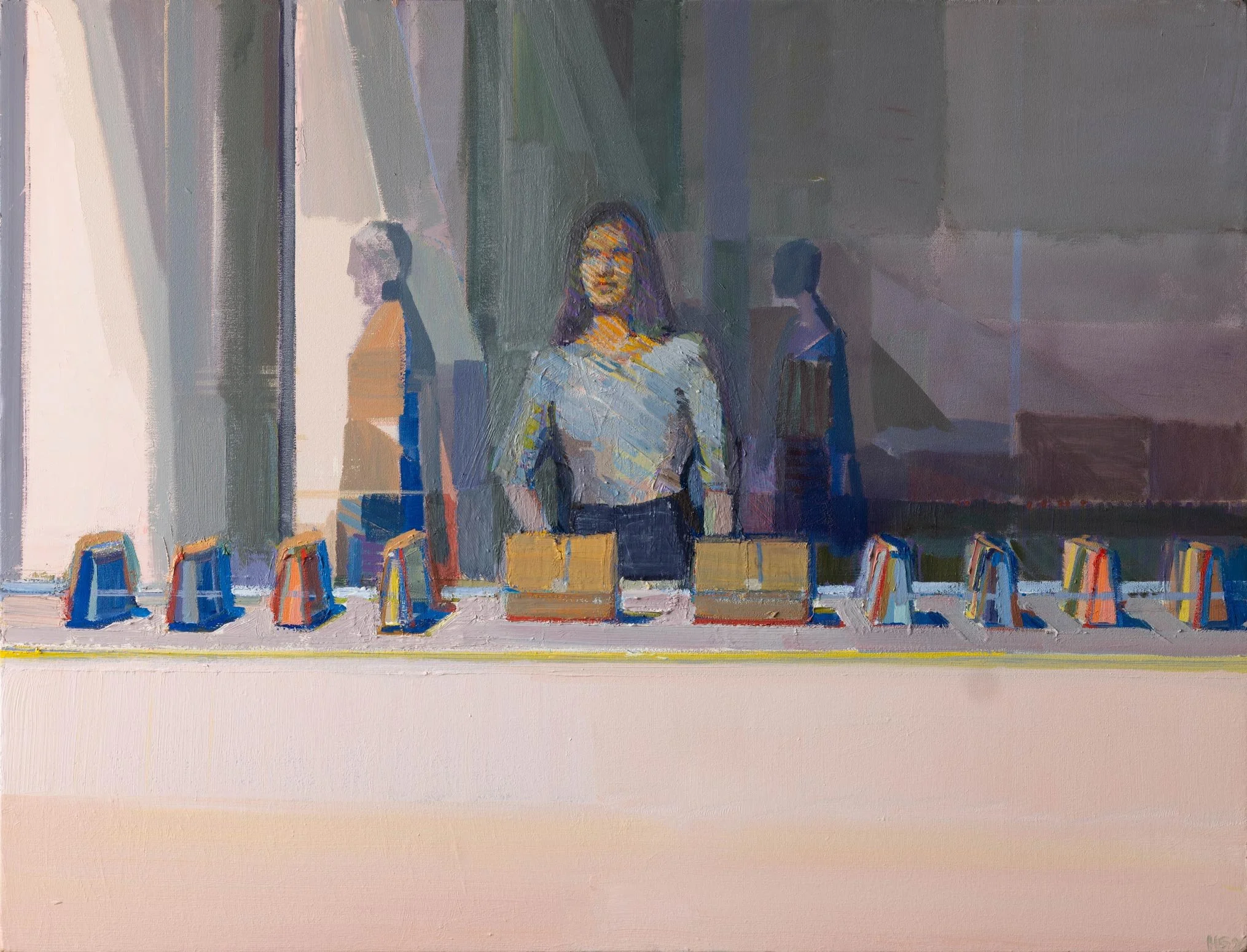 Hiroshi Sato - Ten Bags, oil on canvas, 32 x 42 in.  $9400