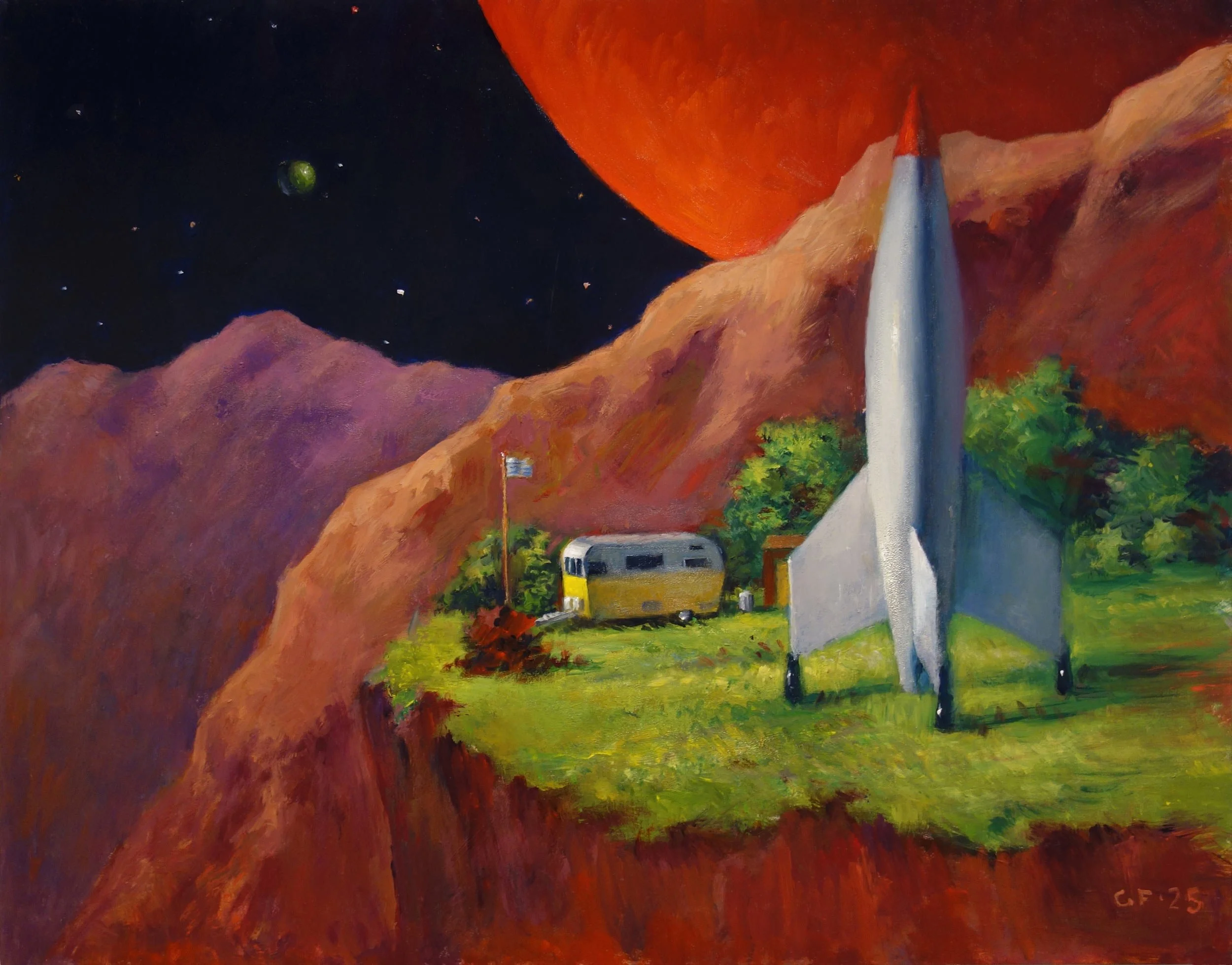 Gary Faigin - Outpost, 2025, oil on panel, 22 x 28 in. SOLD