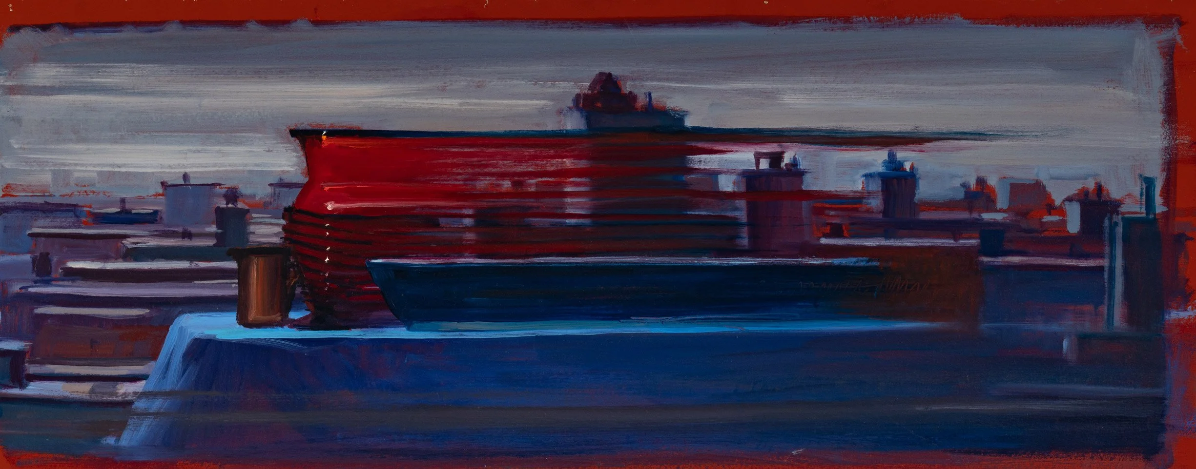 Gary Faigin, Study for Moving Target, oil on paper