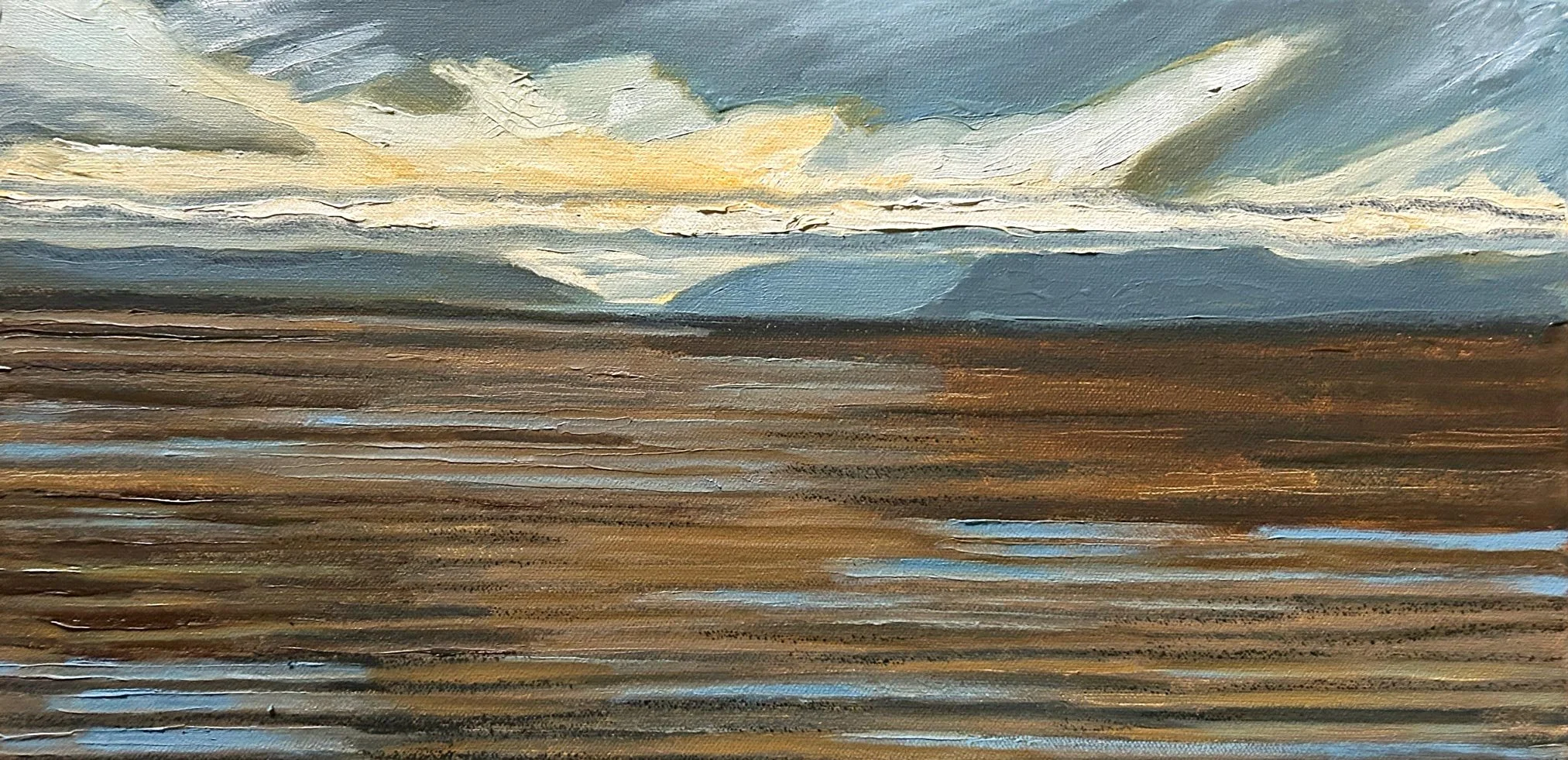 Hart James - Rivets of Water, oil and charcoal on canvas, 10 x 20 in. $750