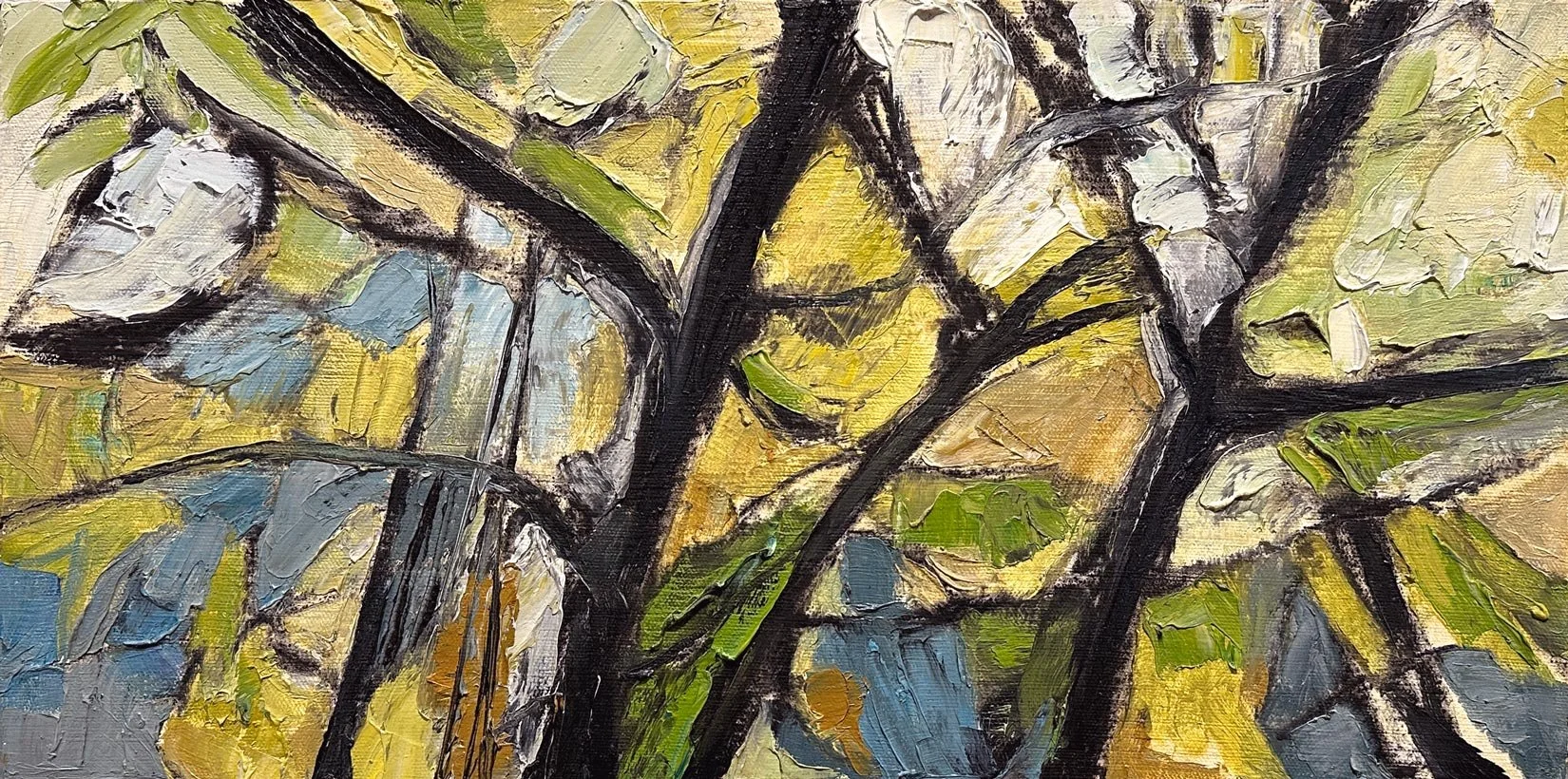 Hart James - Tree Jazz, oil and charcoal on canvas, 10 x 20 in. $750