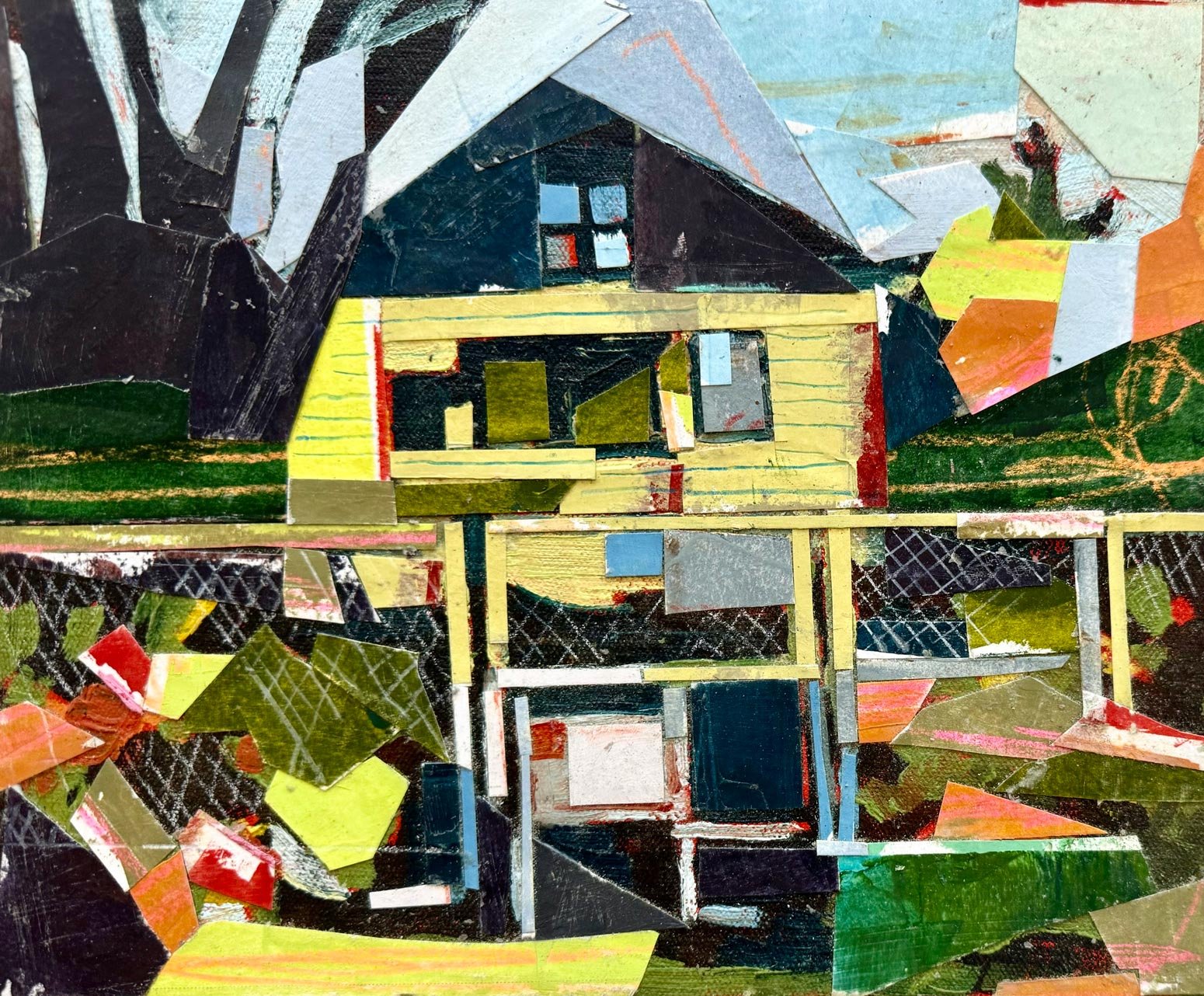 Daphne Minkoff - Holding Pattern, collage, oil on canvas over board, 8 x 10 in. 