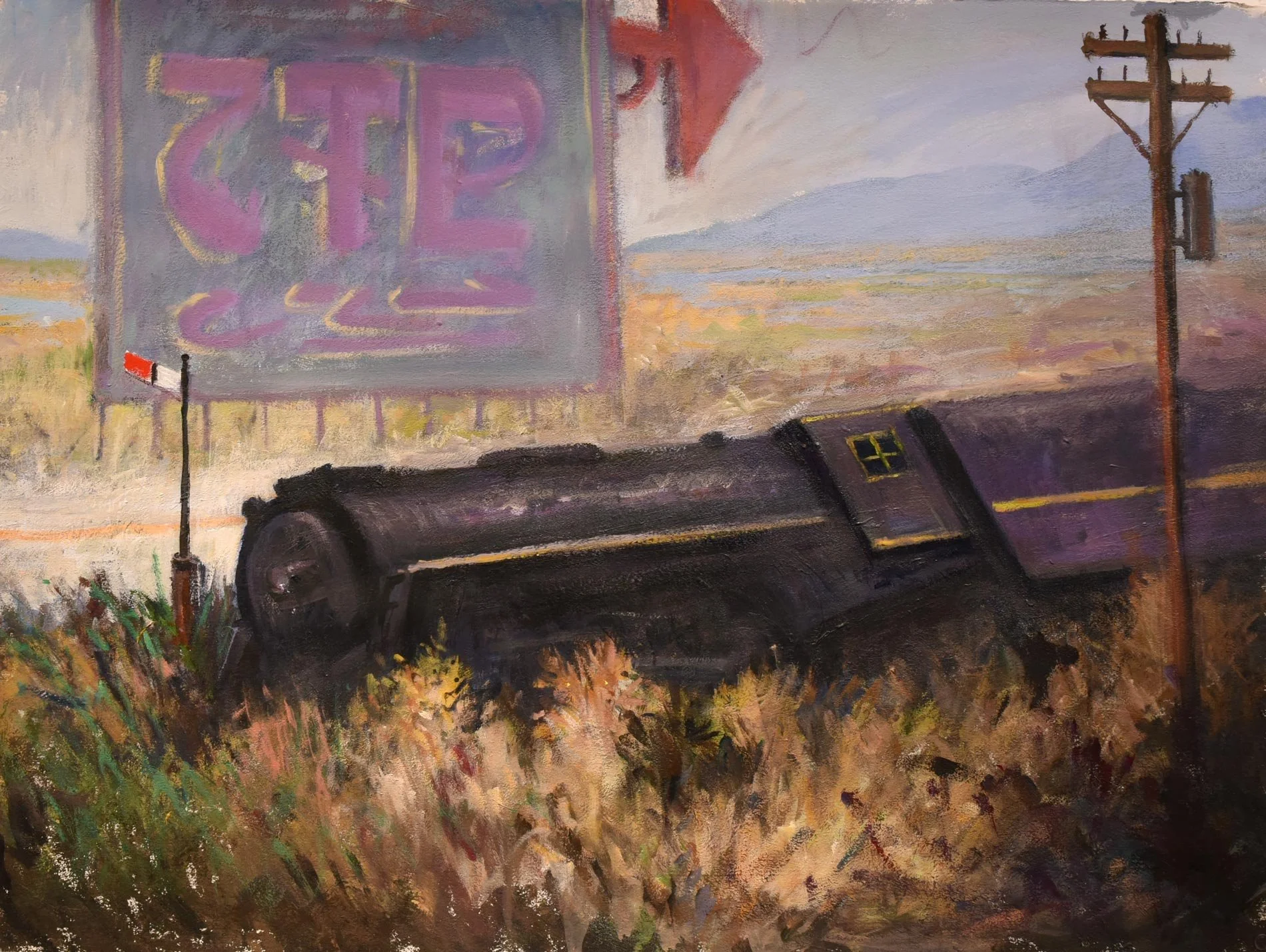 Gary Faigin - Study for Out of Steam, oil on paper, 22 x 30 in. (unframed) $1800