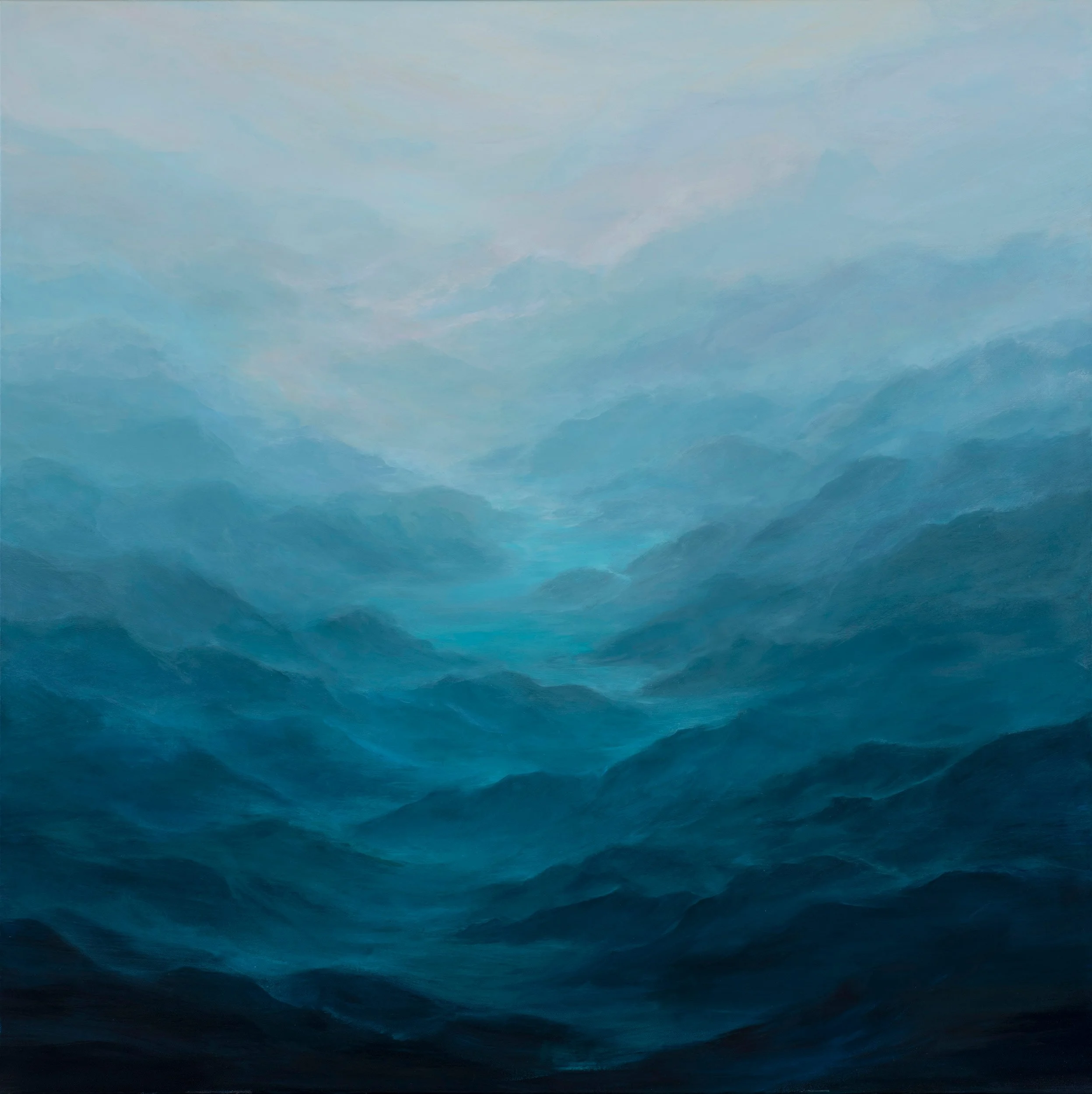 Carole Barrer - Blue 27, acrylic on canvas, 40 x 40 in.   $3800