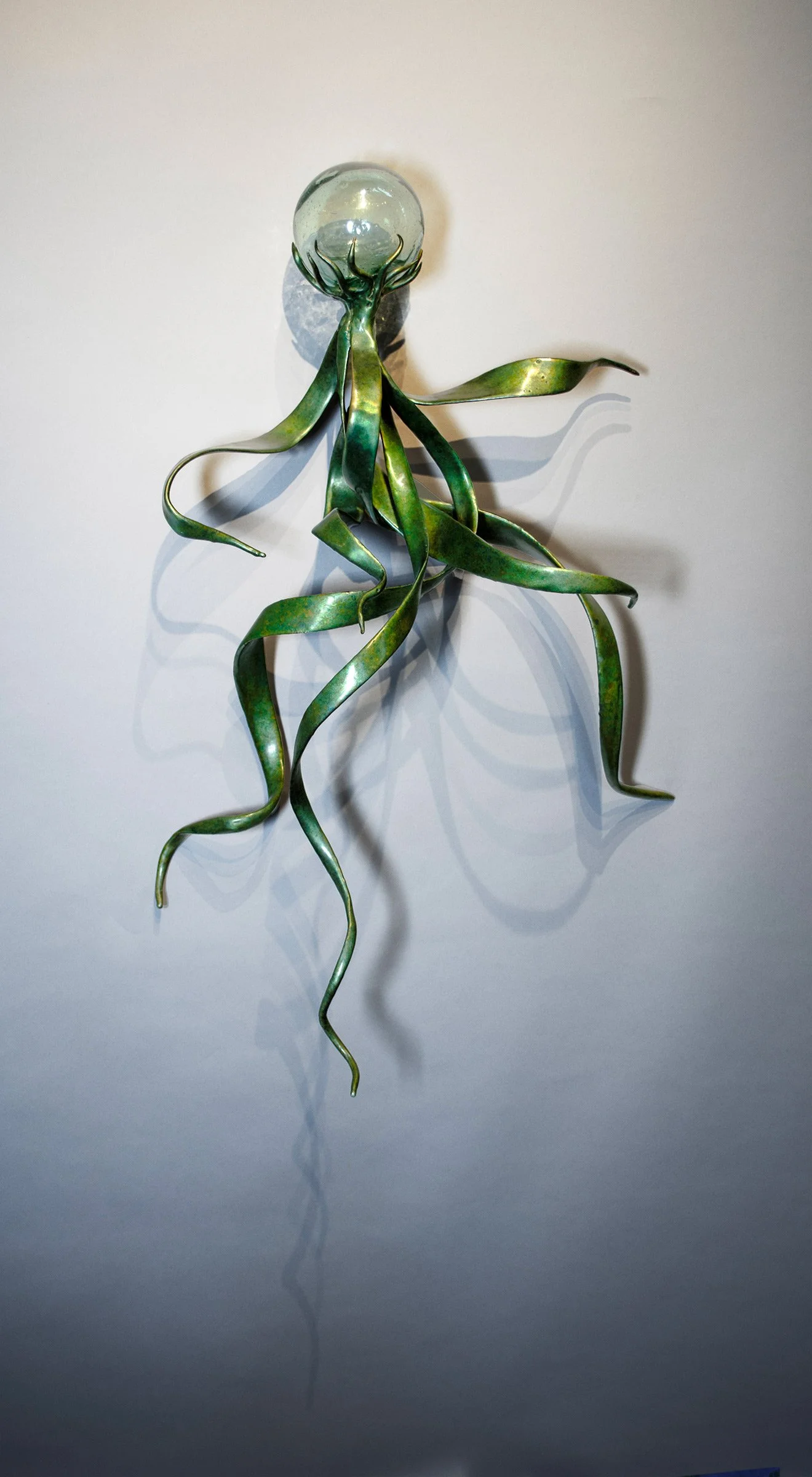 David Eisenhour - Float, unique bronze and antique glass float, 23 x 15 x 6 in. $6500