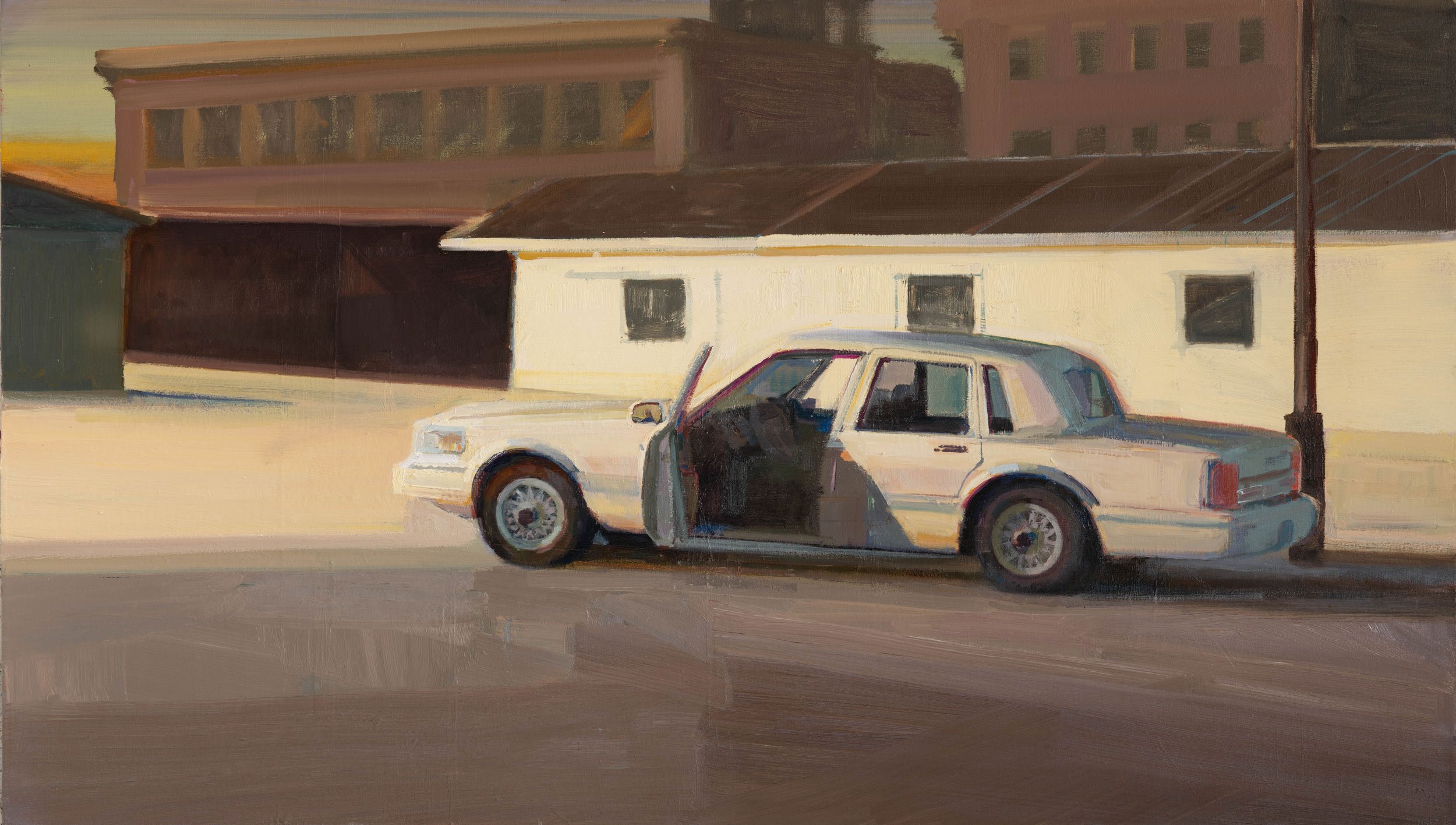 Hiroshi Sato - Horizontal Painting in the Background, oil on canvas, 32 x 56 in.   $12500