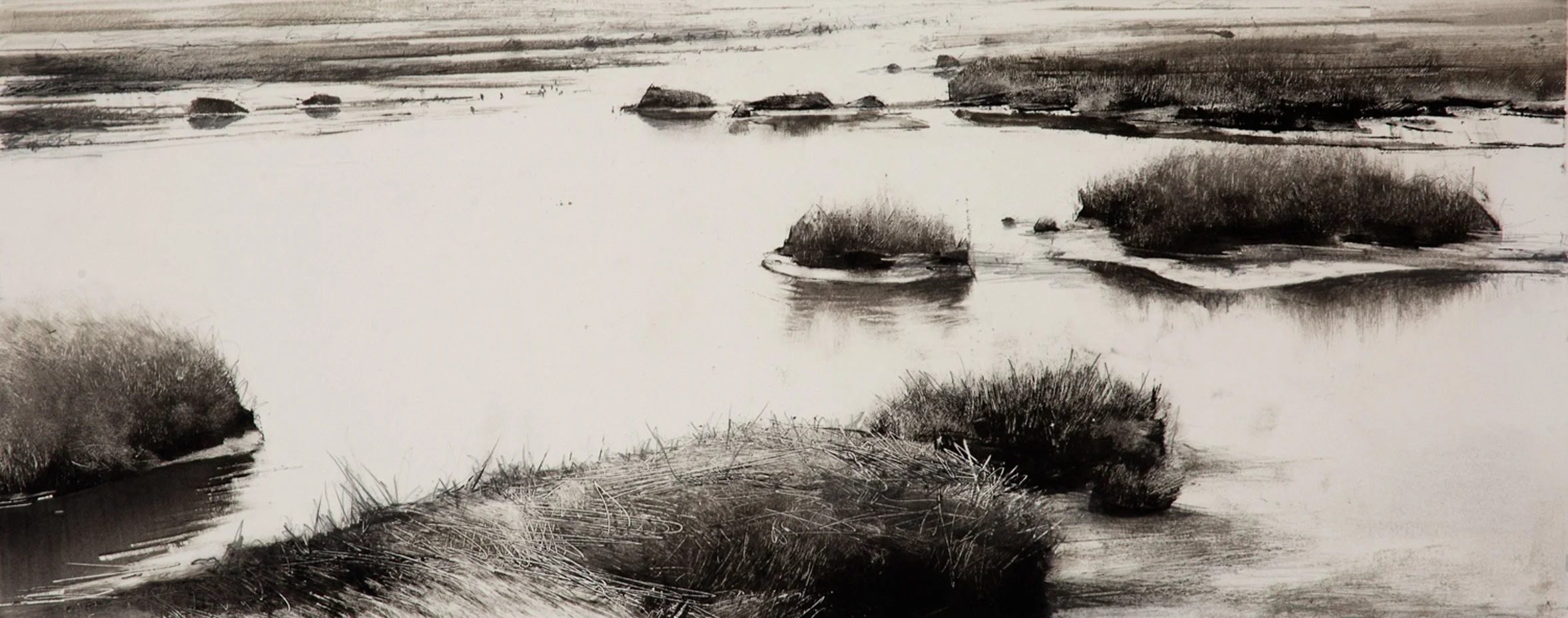Wendy Orville - Willapa Wetlands, monotype, 9 x 22 in. $3200