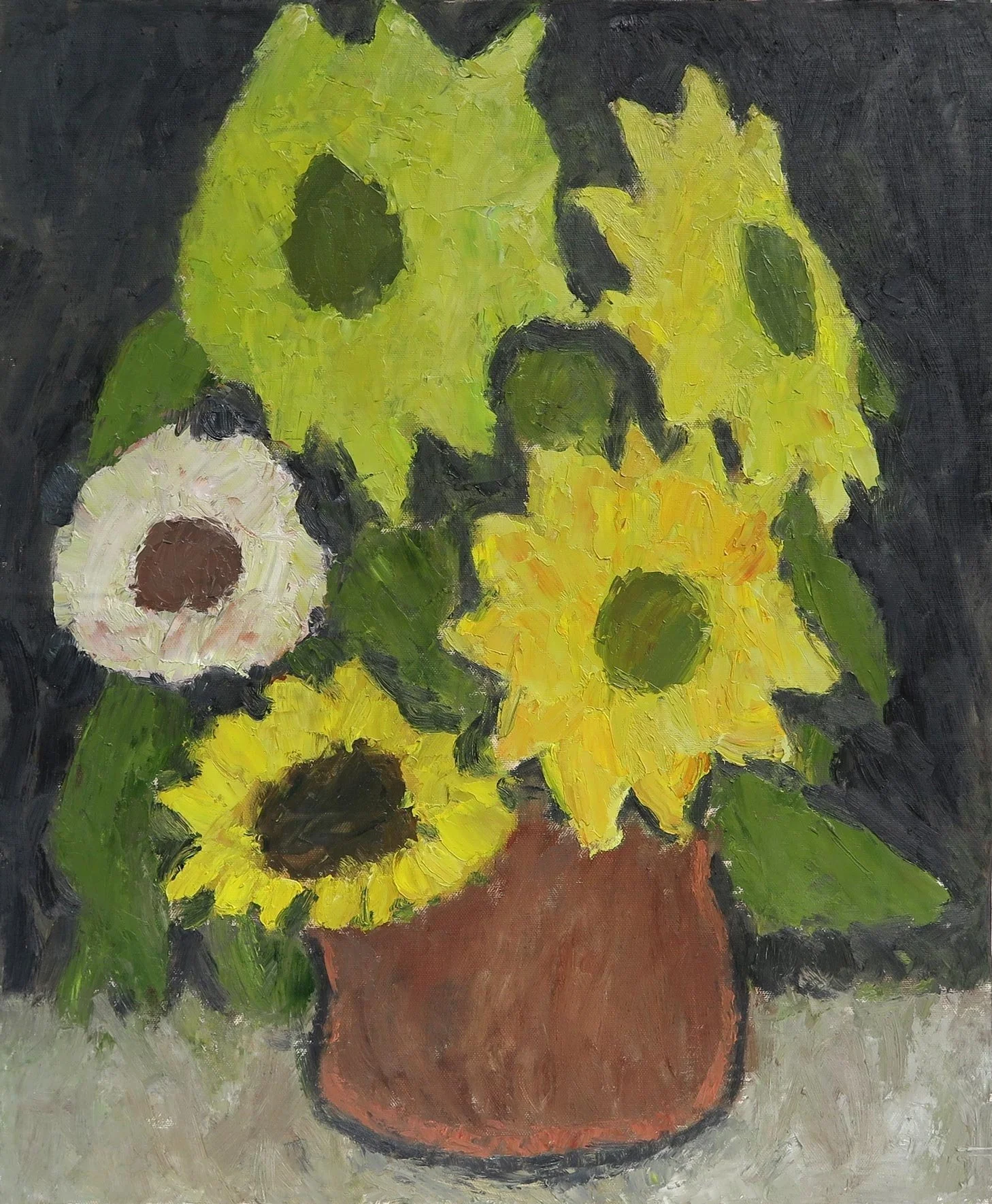 Gregg Laananen - Sunflowers for a Modernist, oil on canvas, 22 x 18.5 in. 