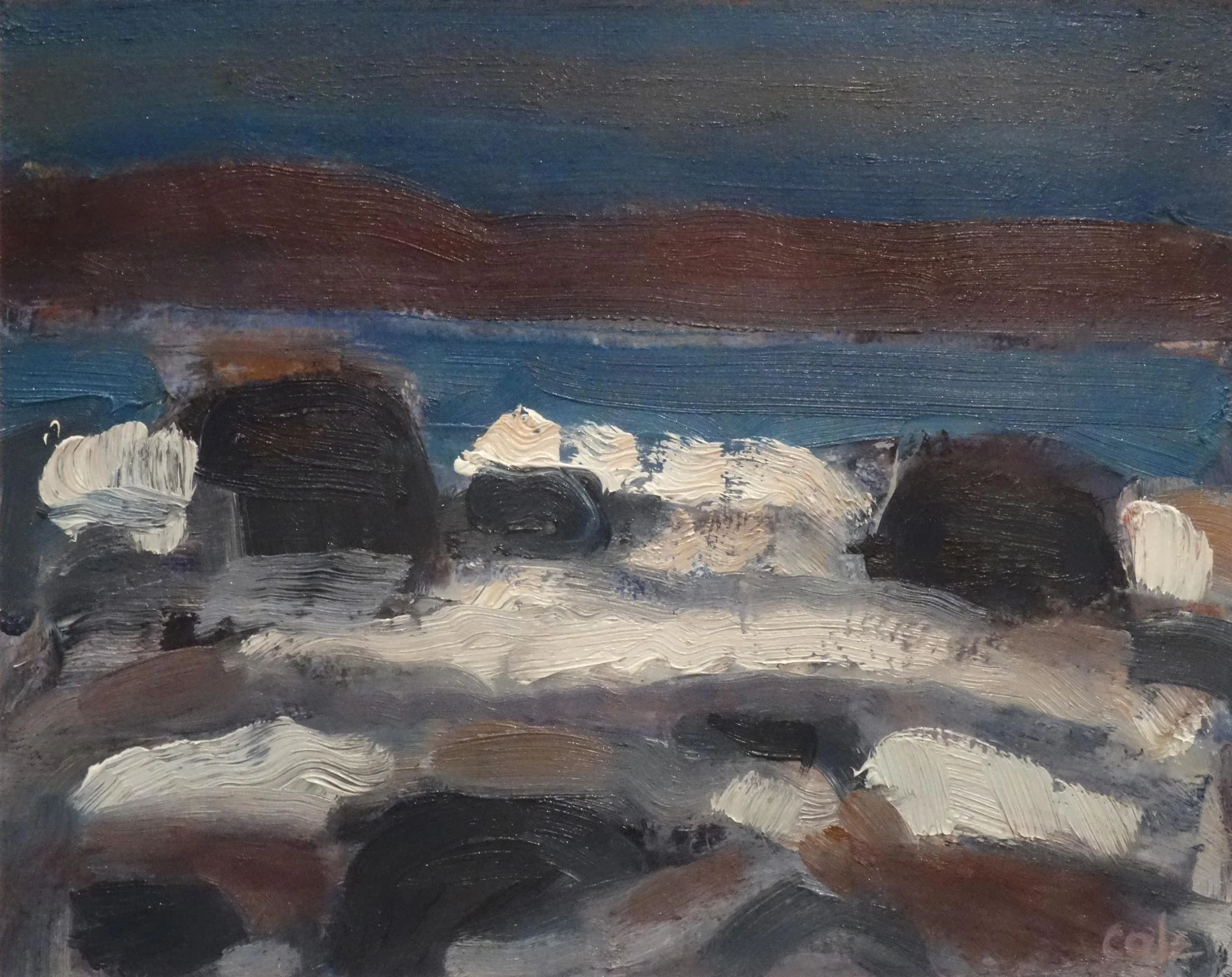 John Cole - Surf at Night, oil on paper, 8 x 10 in. $2200