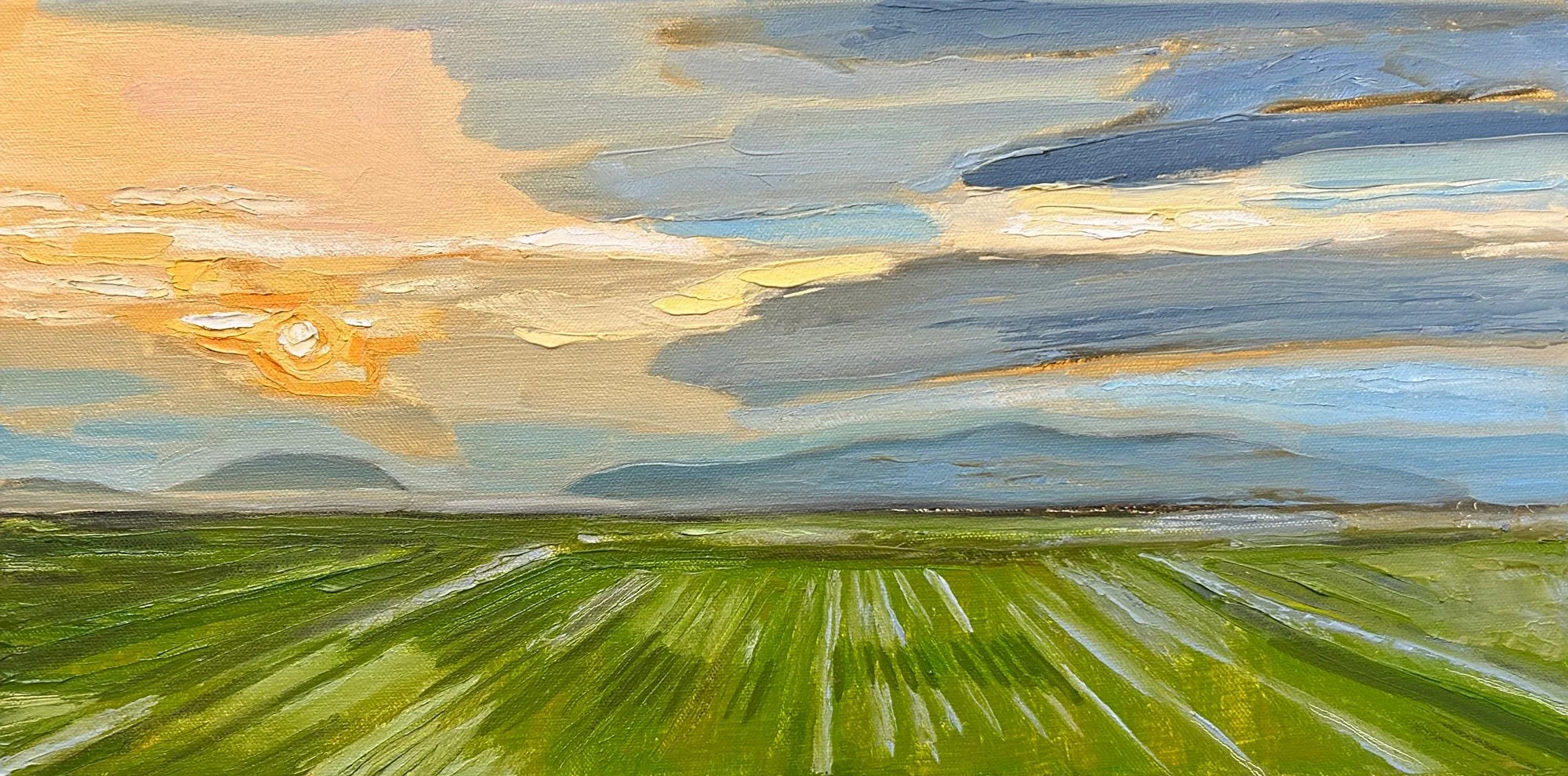 Hart James - Between Storms Between Day and Night, oil and charcoal on canvas, 10 x 20 in. SOLD
