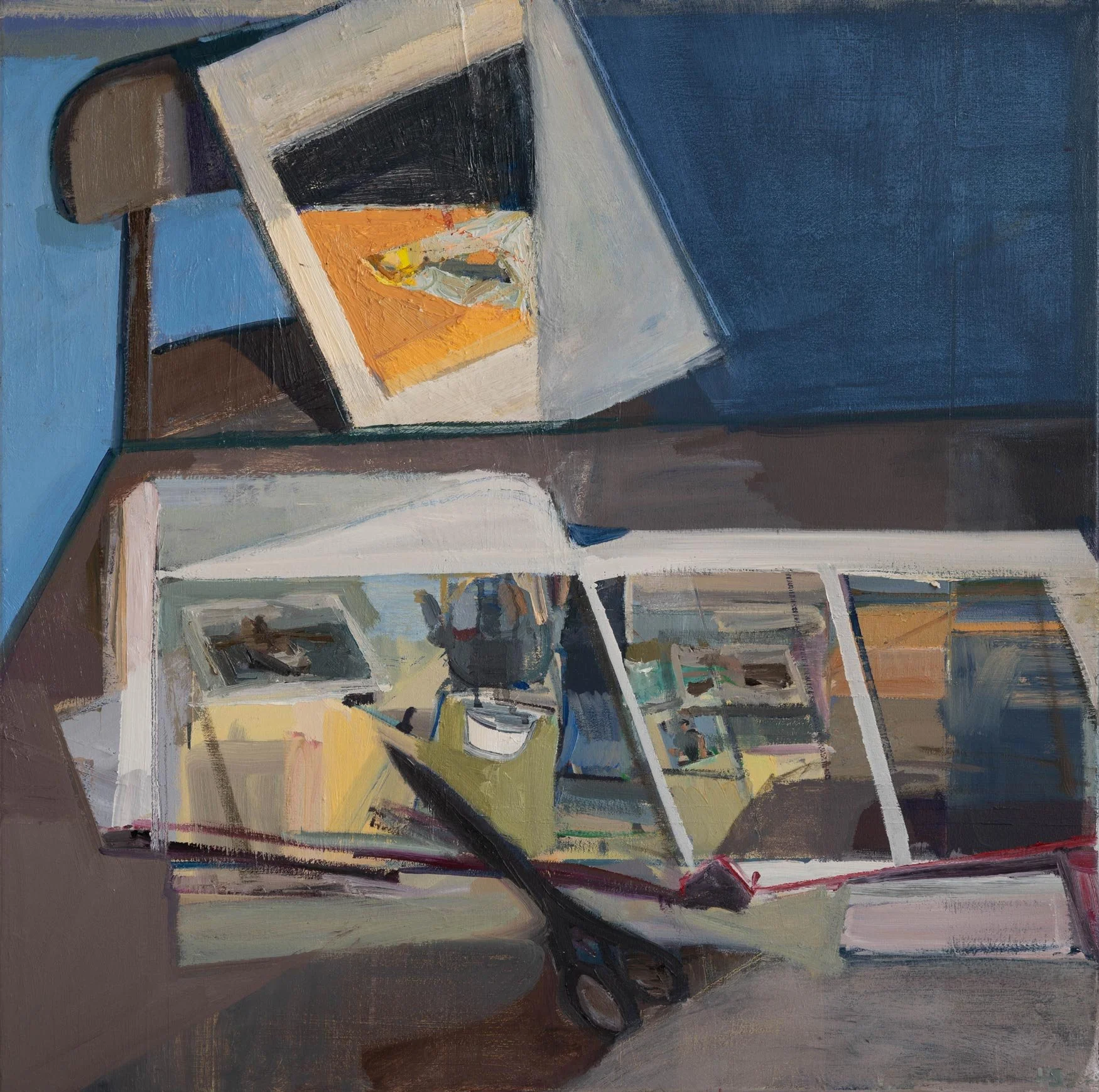 Hiroshi Sato - The Fog Warning and Scissors, oil on canvas, 32 x 32 in.  $7900