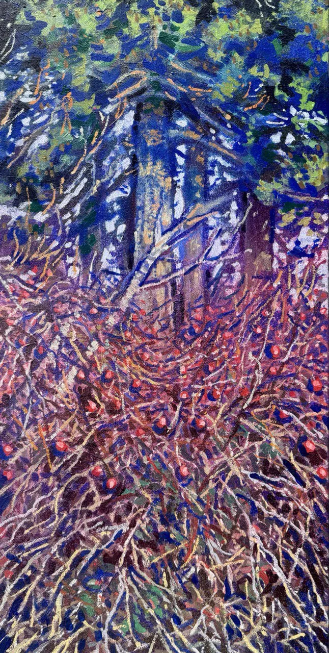 Benjamin Vanderwerff - Padilla Bay 2, spray paint and acrylic on canvas, 24 x 12 in. $1100