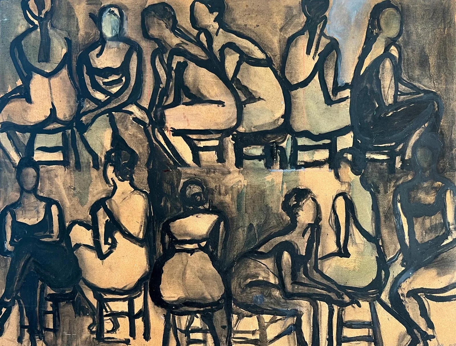 Karen Kosoglad - Figure in Various Moments, painting on board, 16 x 21 in. 