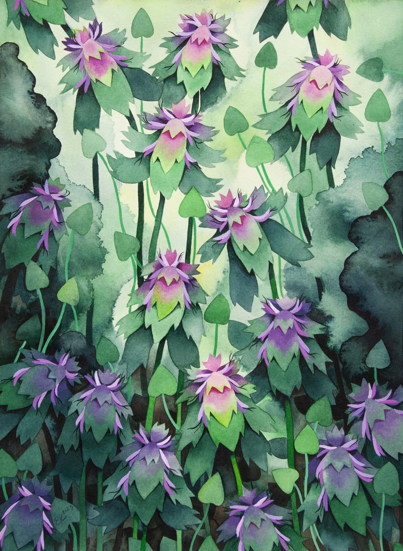Erin Kendig - Deadnettle 2 watercolor and gouache on paper, 12 x 9 in. $700
