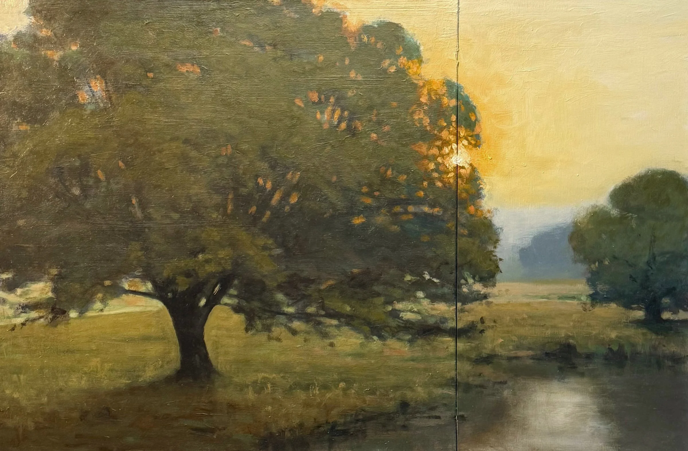 John McCormick - The Sheltering Sky, oil on canvas and panel (diptych), 24 x 36 in.  $5200