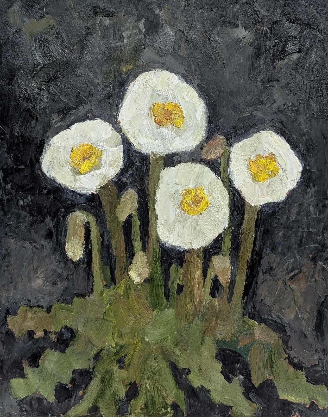 Gregg Laananen - White Poppies, oil on panel, 15 x 12 in. $1400