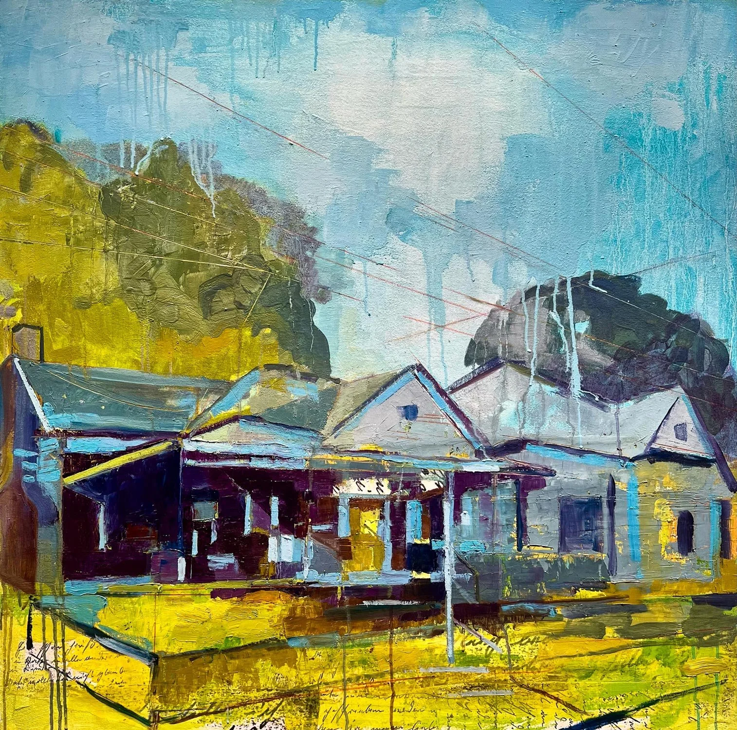 Daphne Minkoff - The Past is Never Dead, collage, oil on canvas over board, 36 x 36 in. 