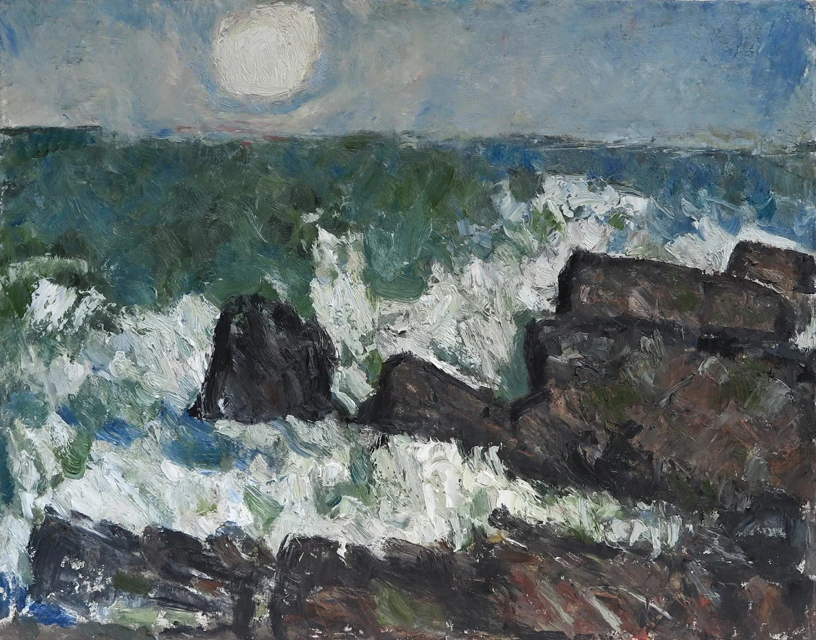 Gregg Laananen - Smelt Rocks, Yachats, oil on canvas, 28 x 22 in. 