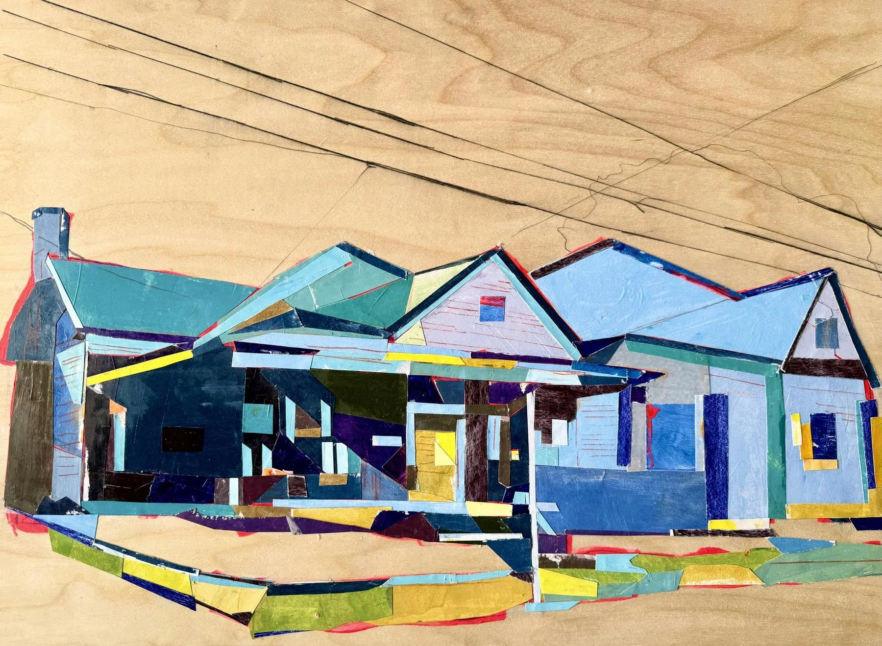 Daphne Minkoff - The Past is Never Dead #2, oil on paper collaged on board, 22 x 30 in. $2100