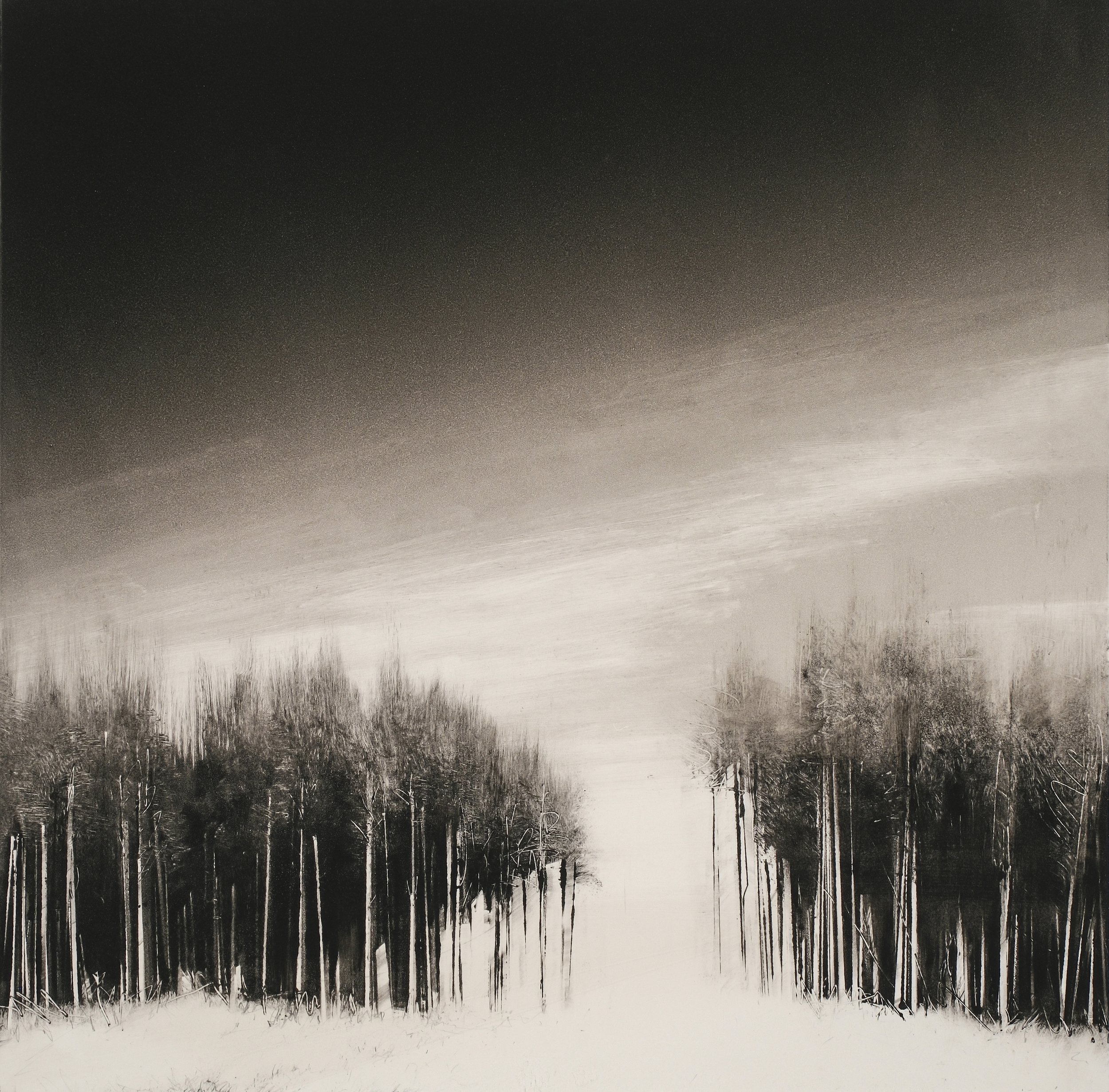 Wendy Orville - Ridge at Dusk, monotype, 16 x 15.25 in., framed to 27 x 27.5 in. $3550