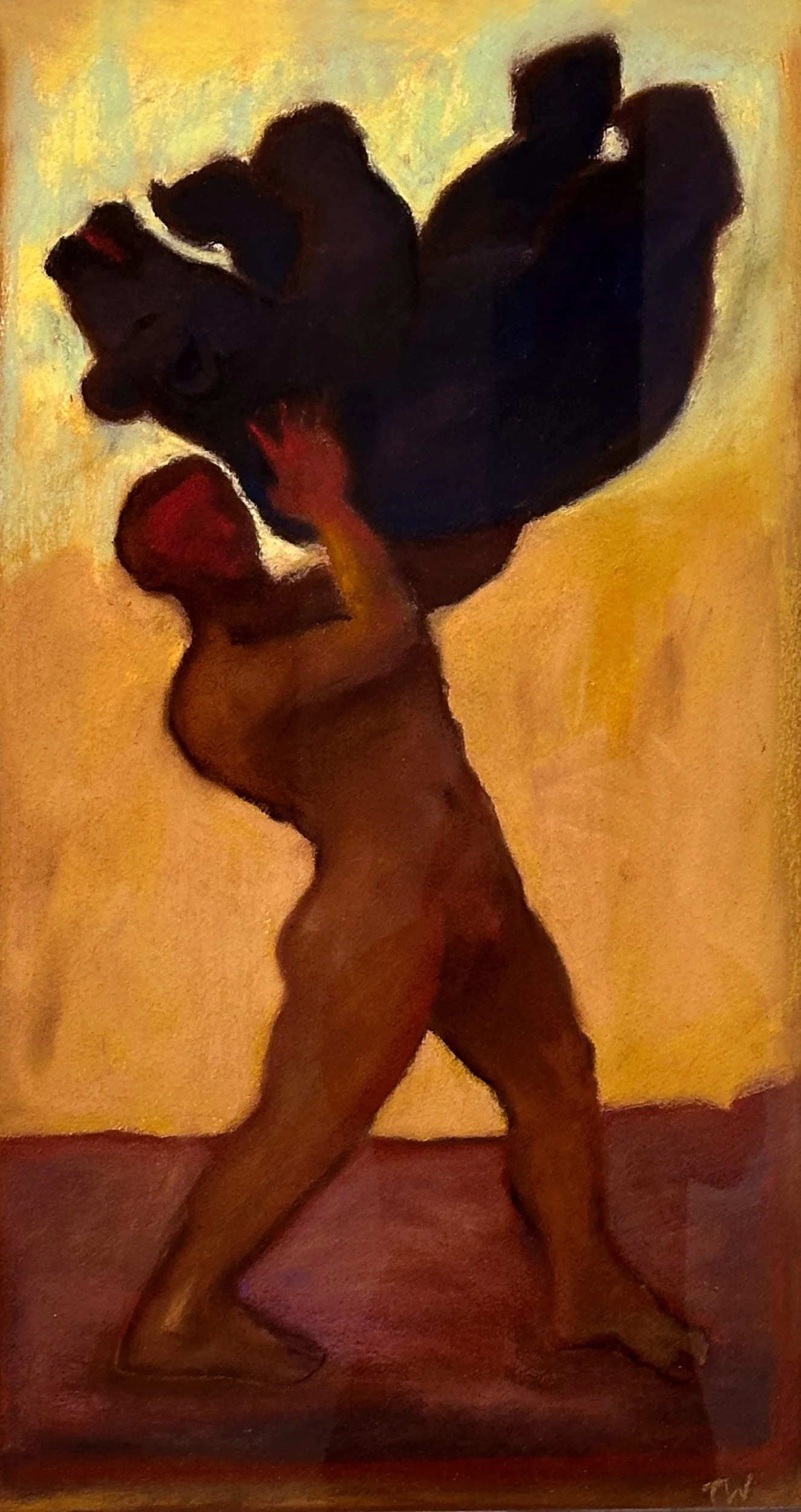 Thomas Wood - Blue Bear, pastel on paper, 23.5 x 12.5 in. $3800