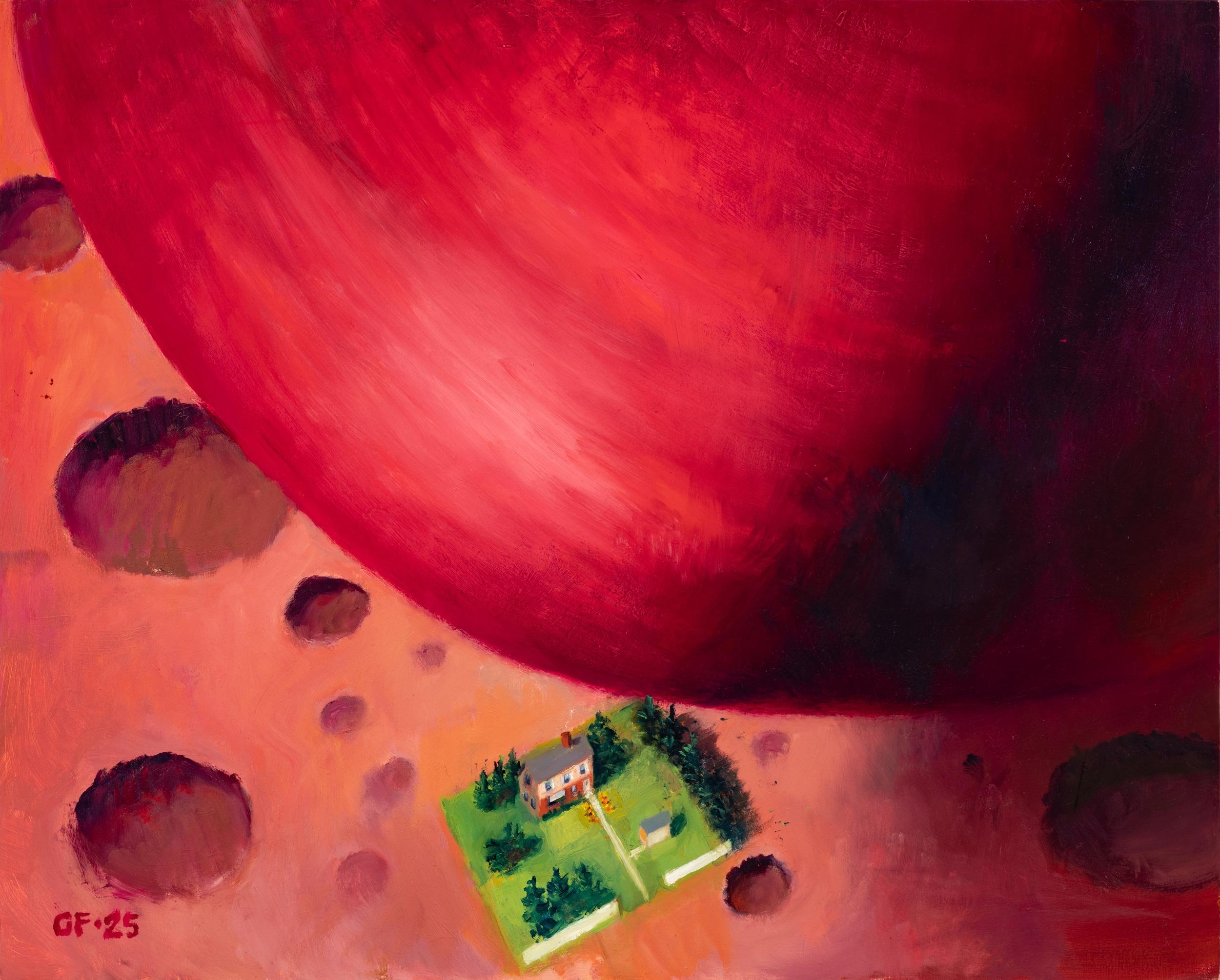 Gary Faigin - Red Scare, 2025, oil on panel, 24 x 30 in. $6000