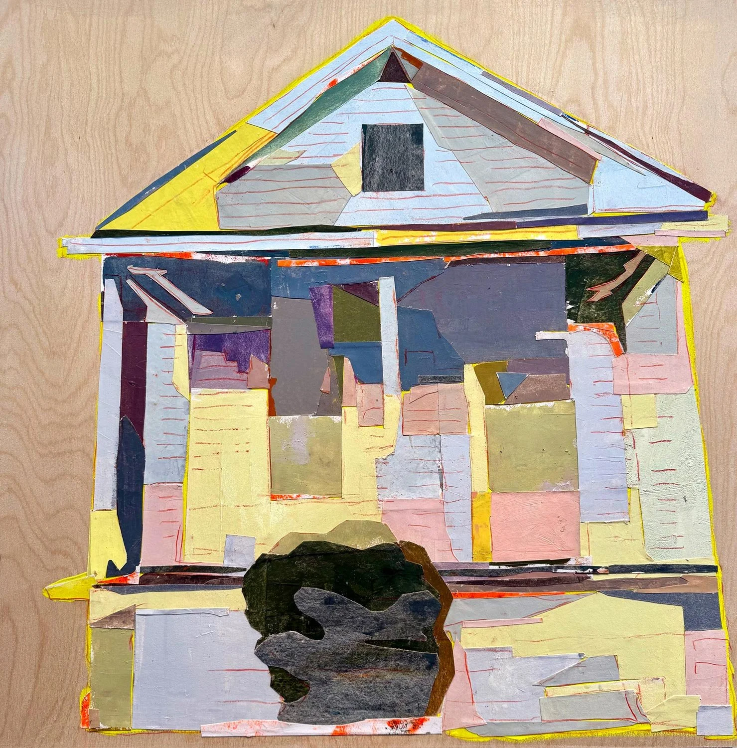 Daphne Minkoff - Whispers #2, oil painted on paper collaged to board, 24 x 24 in. 