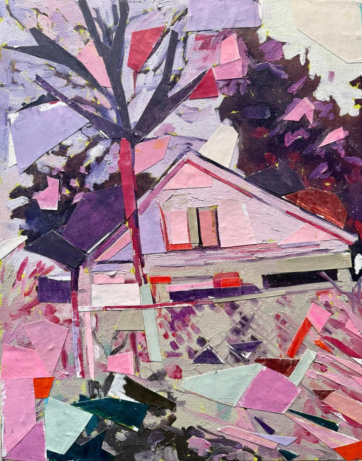 Daphne Minkoff - Thin Places #1, collage, oil on canvas over board, 20 x 16 in. 