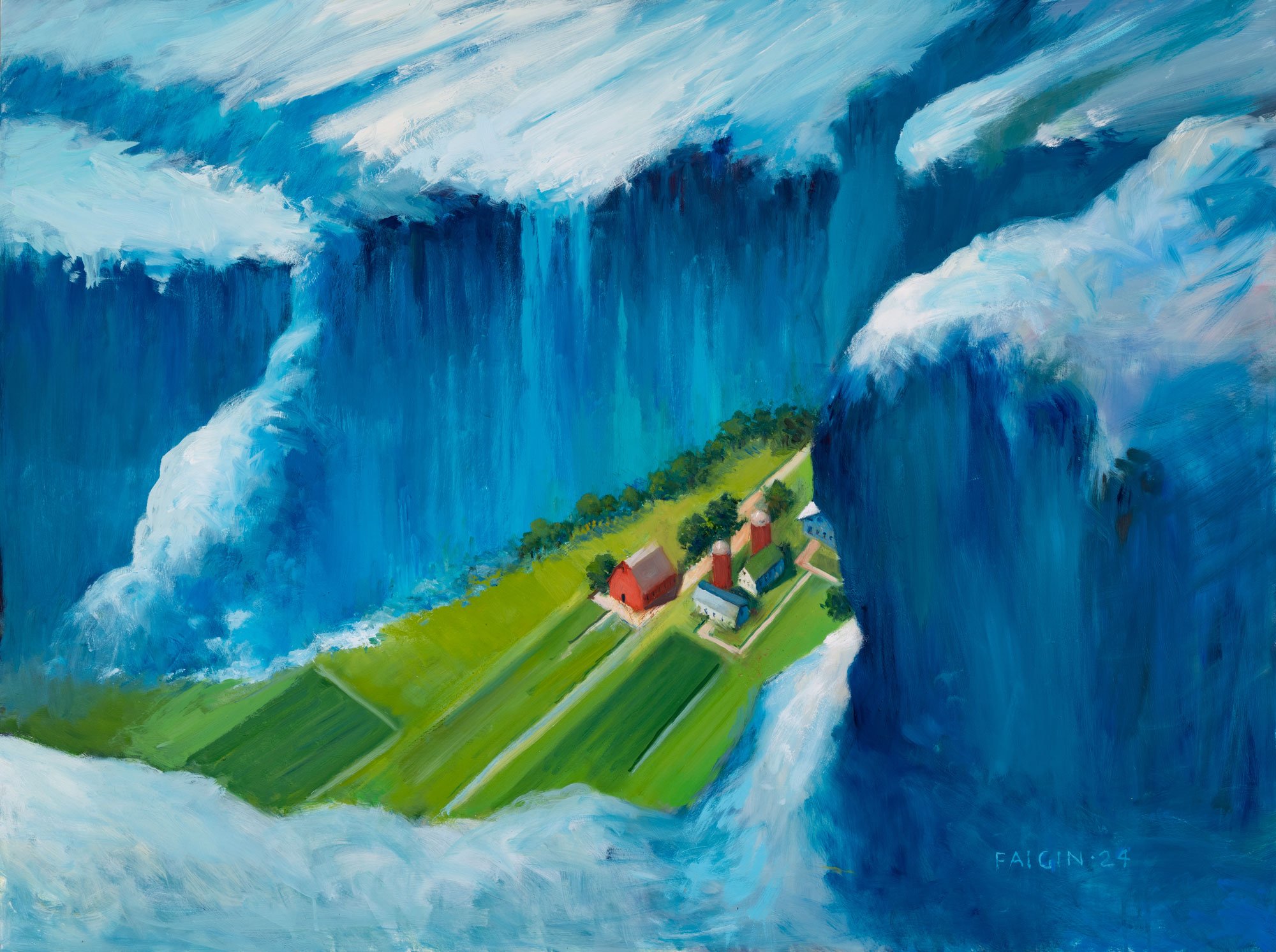 Gary Faigin - Arctic Farm, 2024, oil on panel, 24 x 30 in. $6000