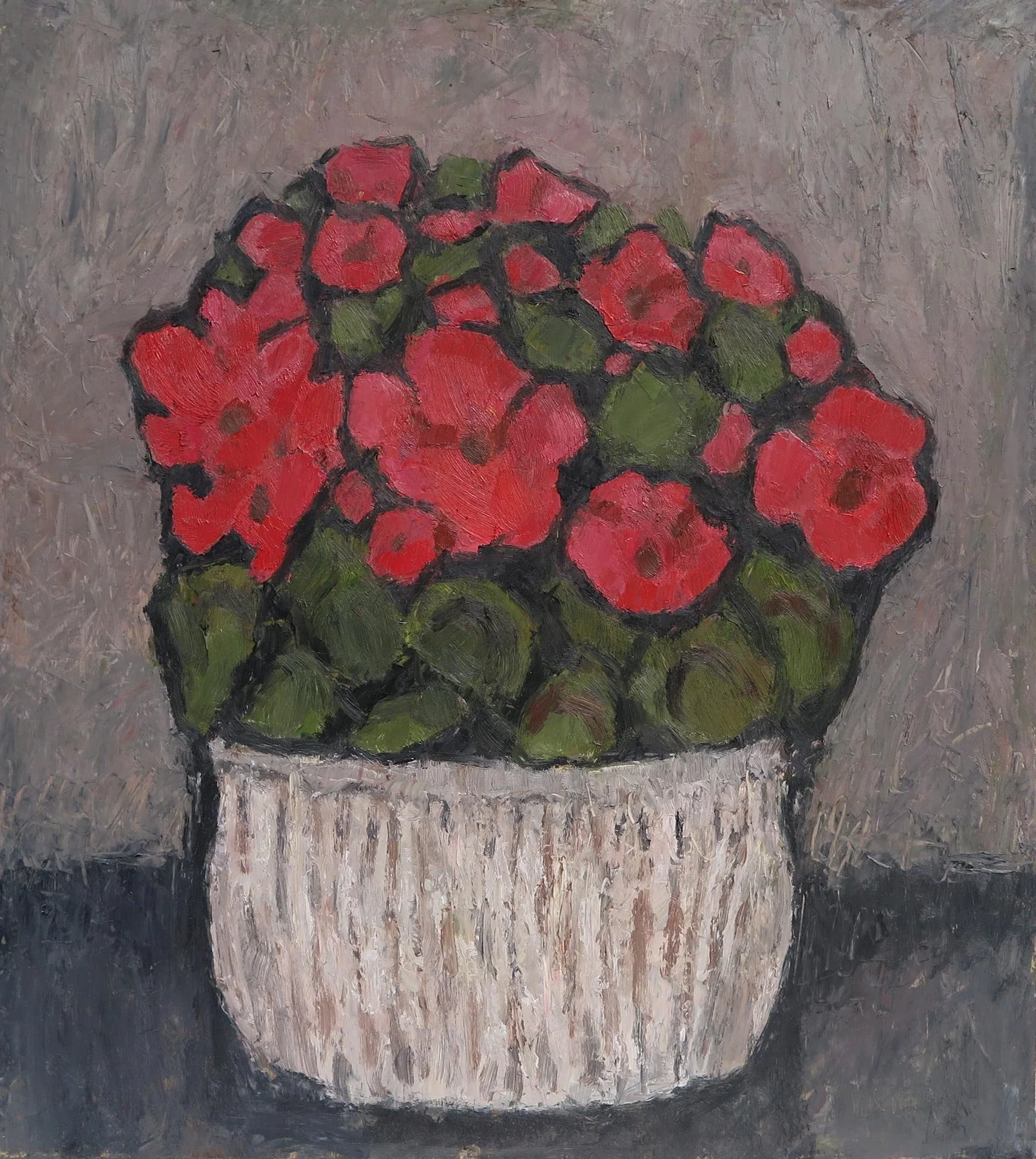 Gregg Laananen - Pink Geraniums, oil on panel, 20 x 18 in. 