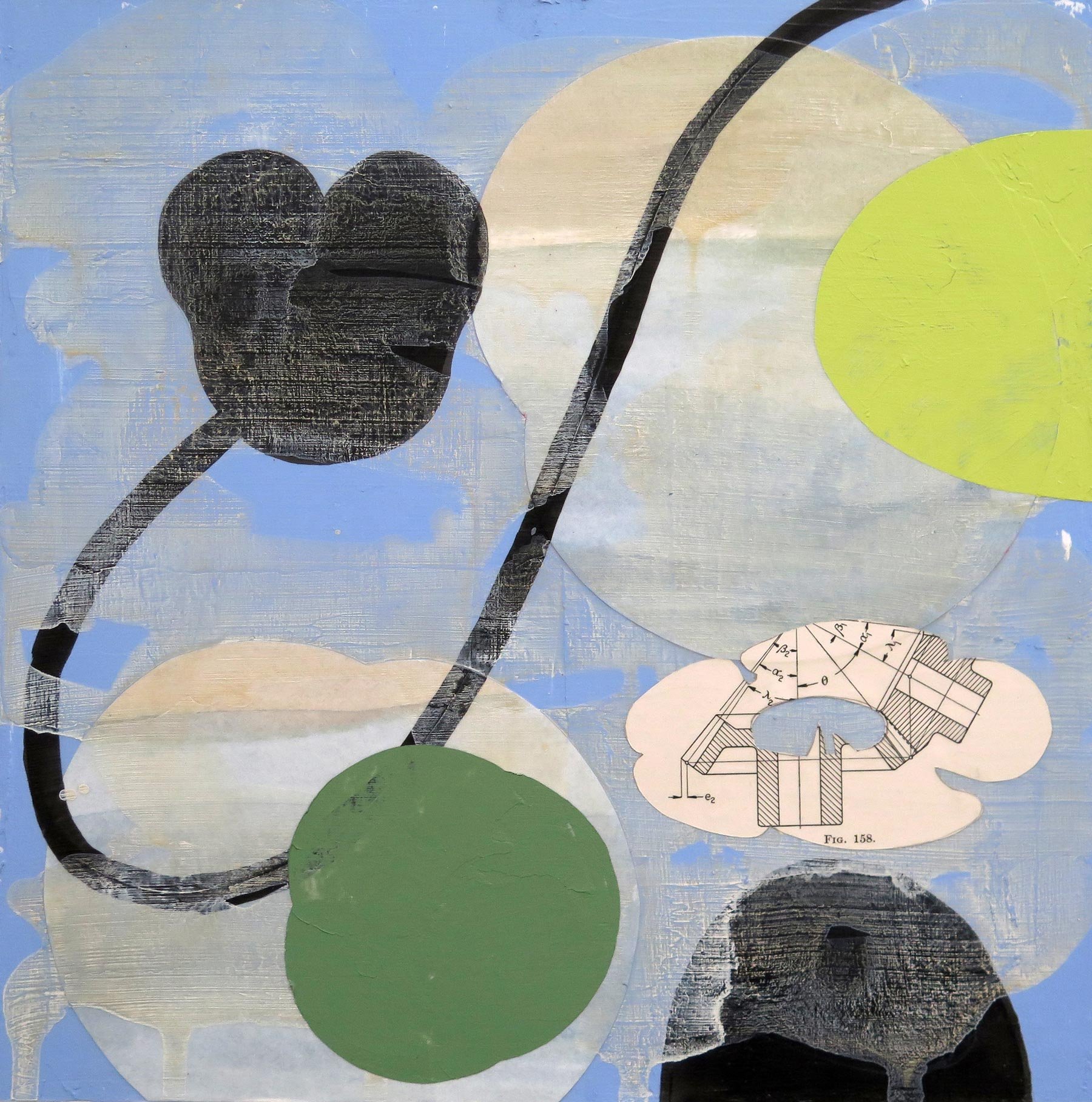 Richard Hutter - Nasturtiums II, acrylic & found-paper collage on panel, 10 x 10 in. $500