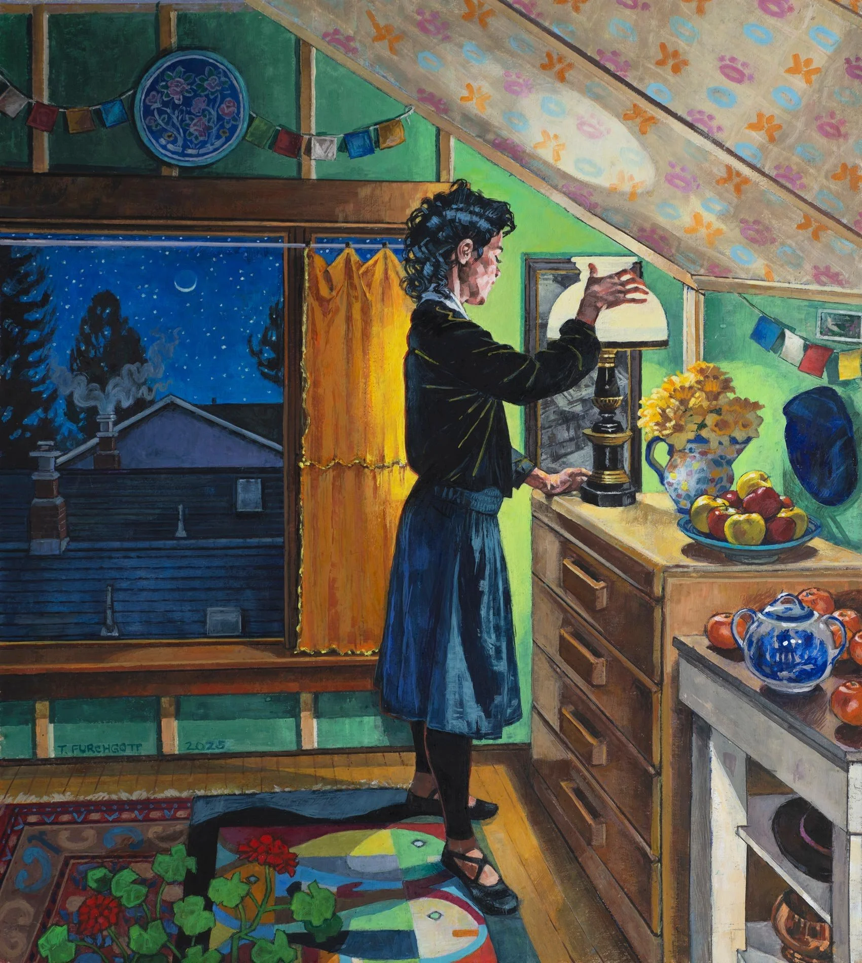 Terry Furchgott - A Light in the Darkness, gouache on archival cardboard, 28 x 25 in. $6400