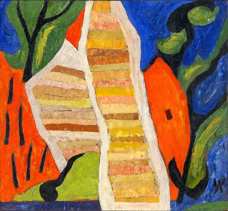 Ed Kamuda - Untitled, oil on board with wax varnish, 11.5 x 12.5 in., framed to 14.75 x 15.75 in.  $2000