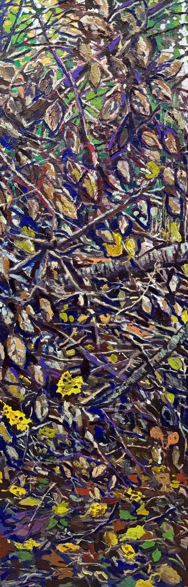 Benjamin Vanderwerff, Little Mountain, spray paint and acrylic on canvas, 36 x 12 in. $1700
