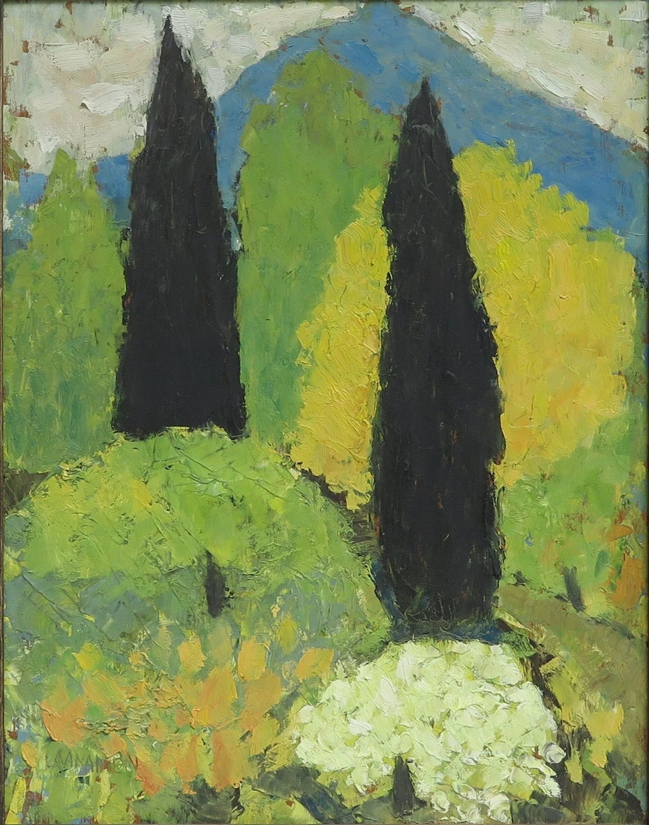 Gregg Laananen - Cronk Road Spring #13, oil on wood, 14 x 11 in. $1200
