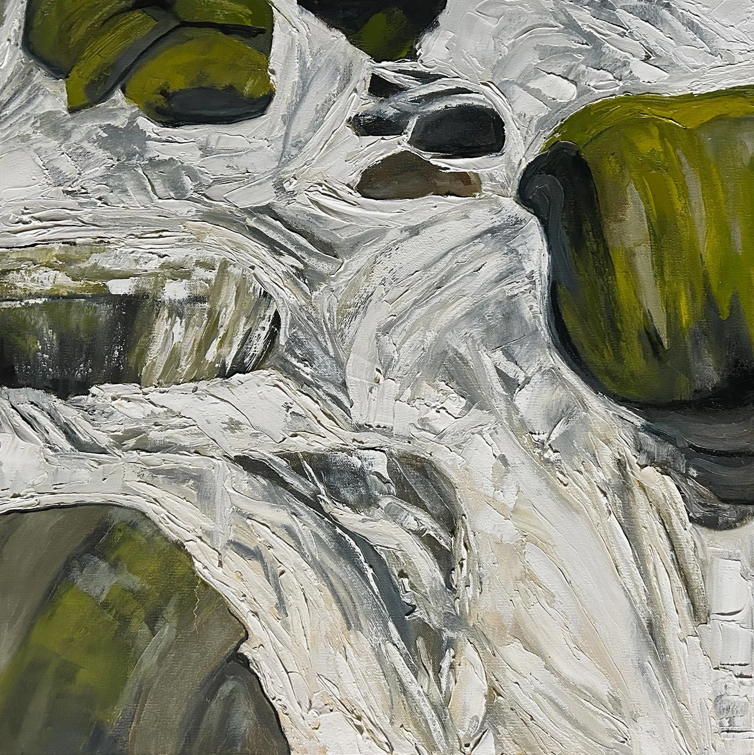 Hart James - Rumble, oil and charcoal on canvas, 24 x 24 in. $1900