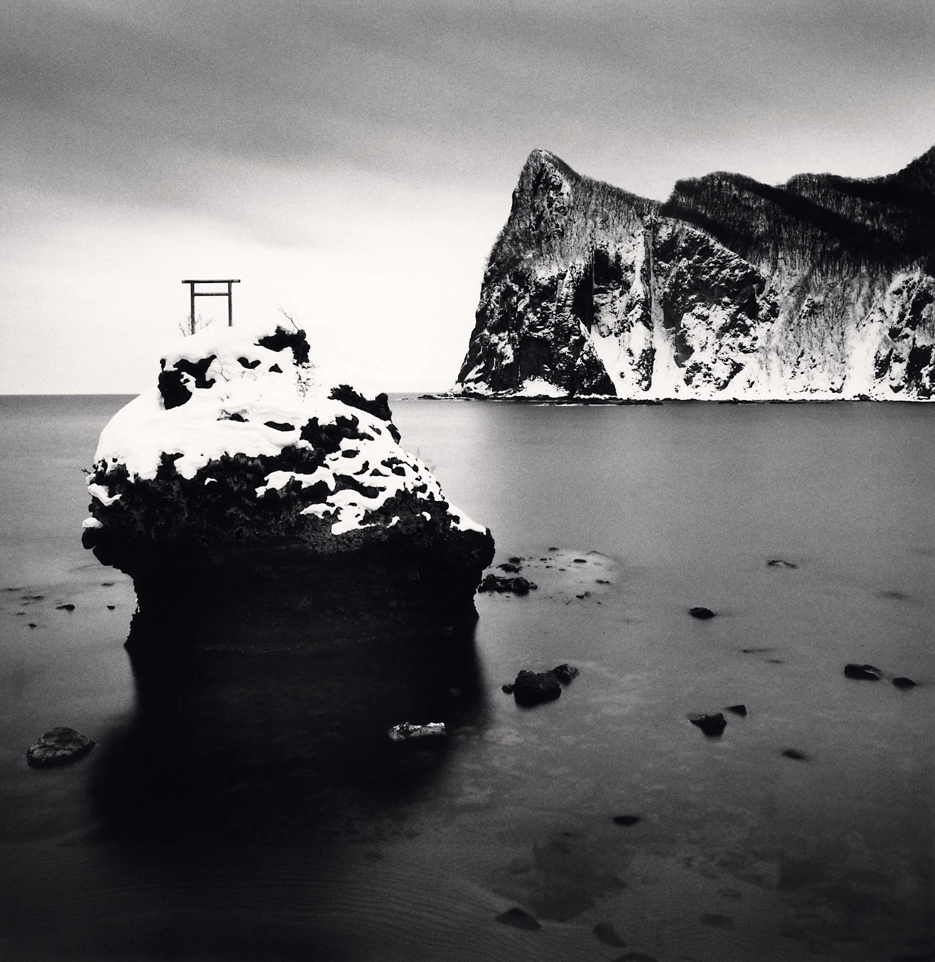 Michael Kenna - Rock Formations, Study 4, Yoichi, Hokkaido, Japan, silver gelatin print, 8 x 8 in. $3200