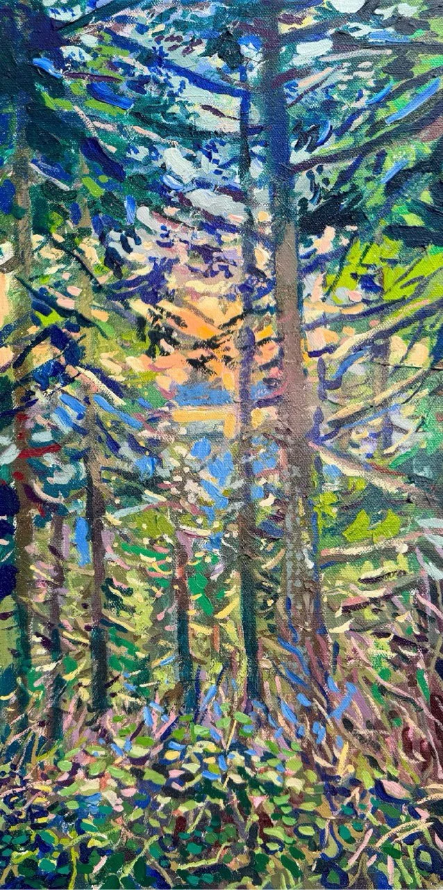 Benjamin Vanderwerff - Little Mountain, spray paint and acrylic on canvas, 20 x 10 in. $850