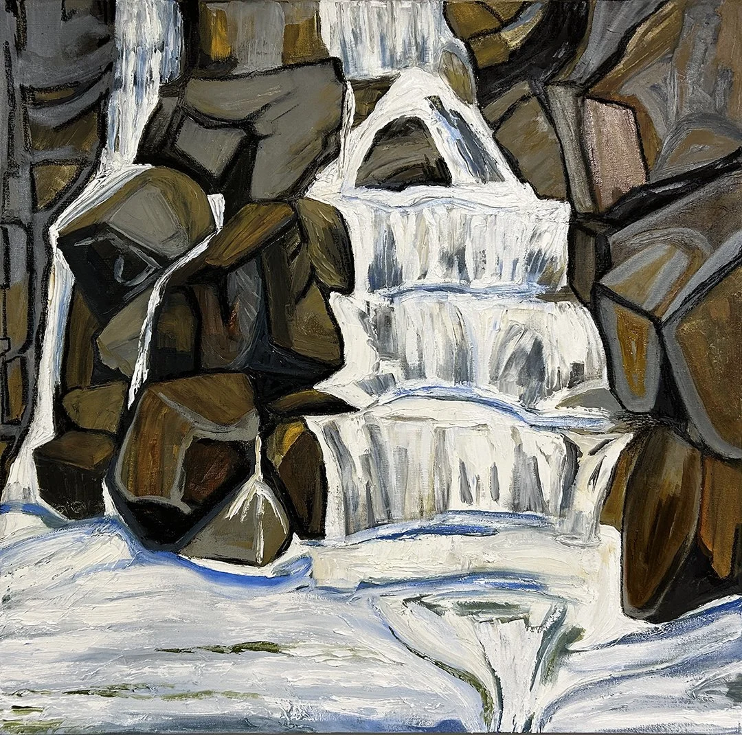 Hart James - City Falls, oil and charcoal on canvas, 36 x 36 in.