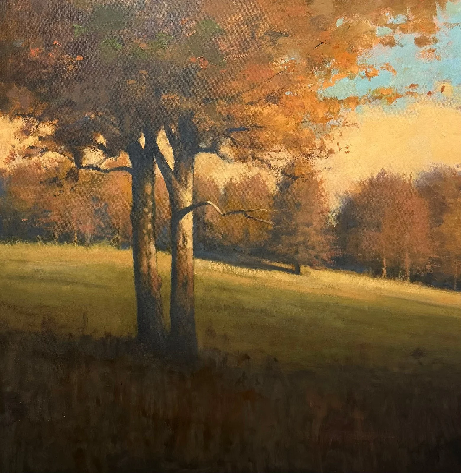 John McCormick - Hillside with Trees at Dusk, oil on canvas, 30 x 30 in.  $6200
