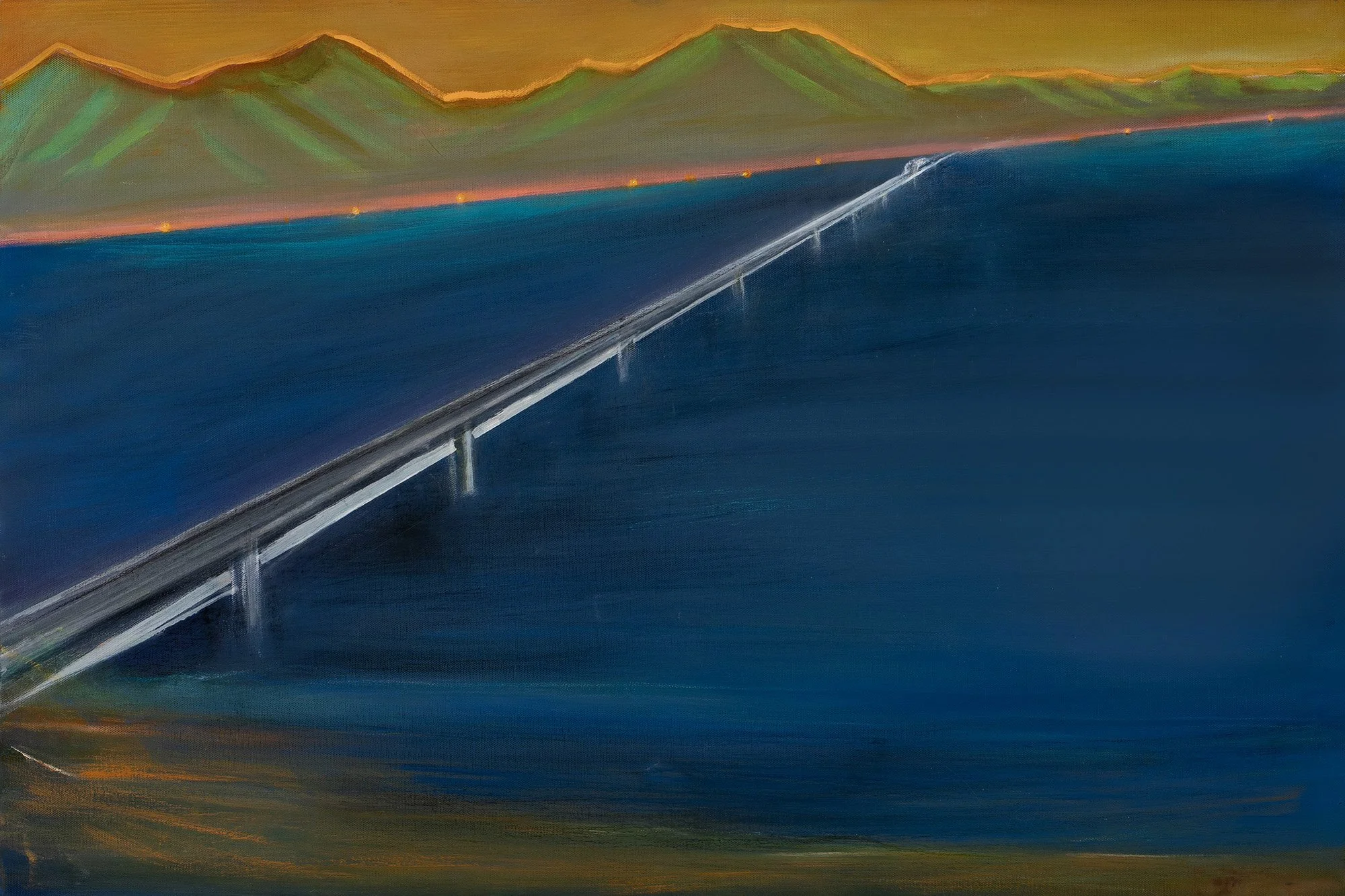 Kathryn Altus - Upper Columbia Bridge, oil on canvas, 24 x 36 in. 