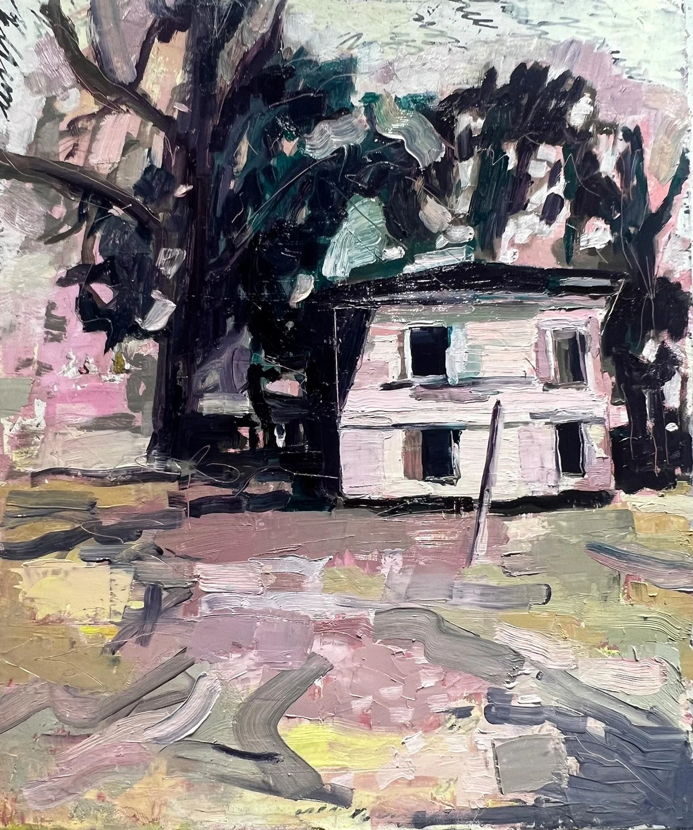 Daphne Minkoff - Webs Spun Long Before We Were Born, collage, oil on canvas over board, 24 x 20 in. 
