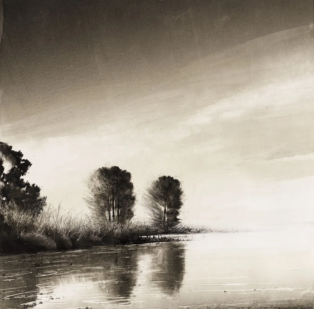 Wendy Orville - Three Trees, Union Bay, Dusk, monotype, 20 x 19 in. $4000