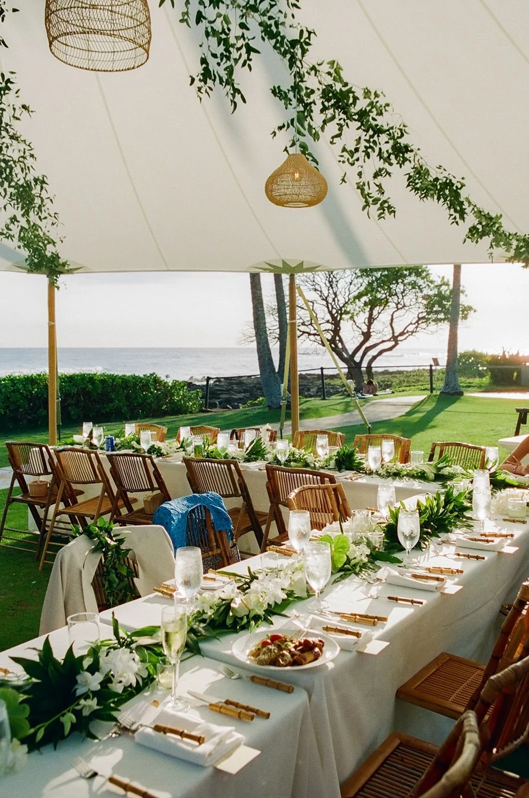 Reception space at a destination wedding in Kauai