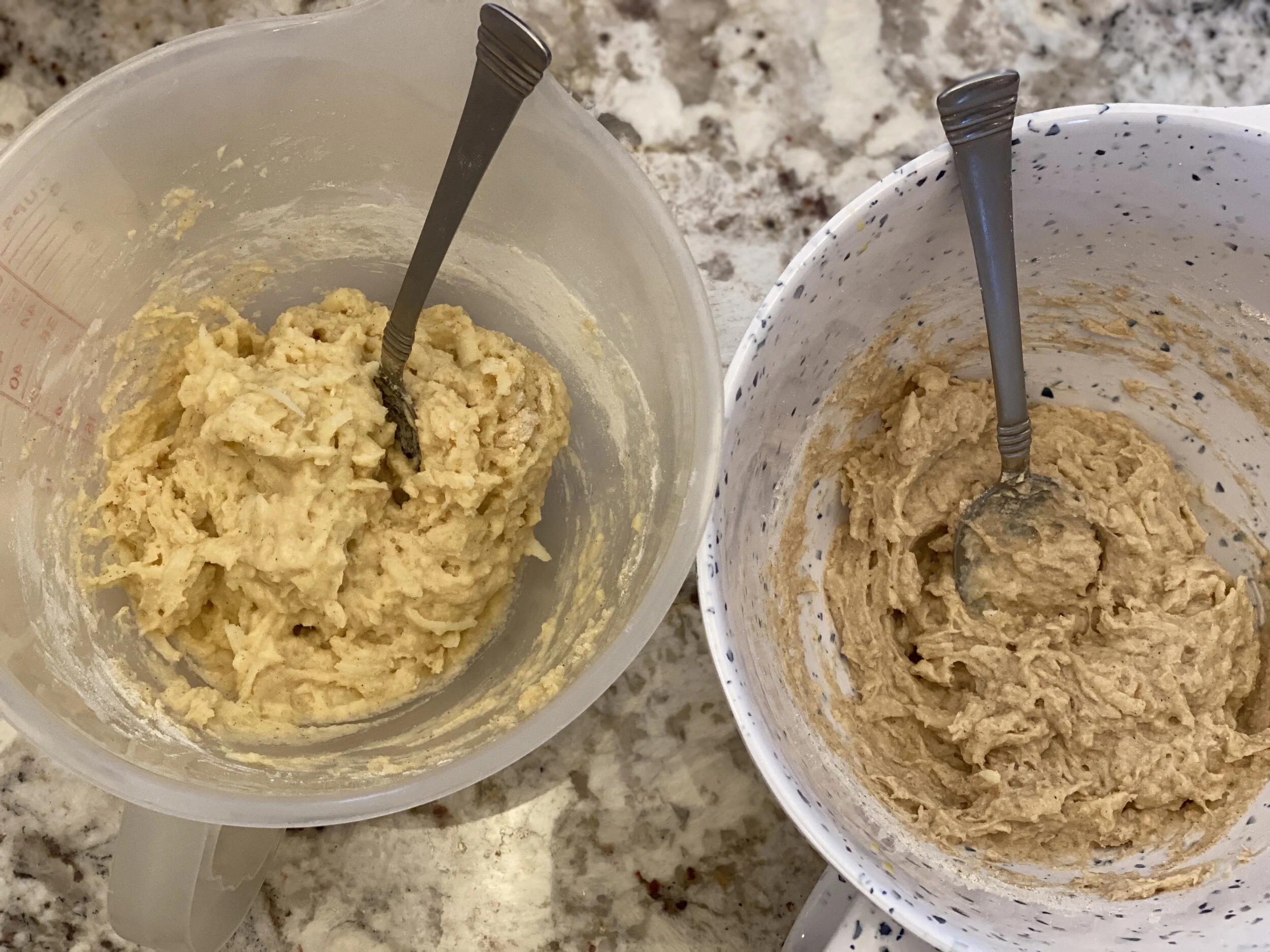 Left - White rice flour blend.                                Right - Oat flour